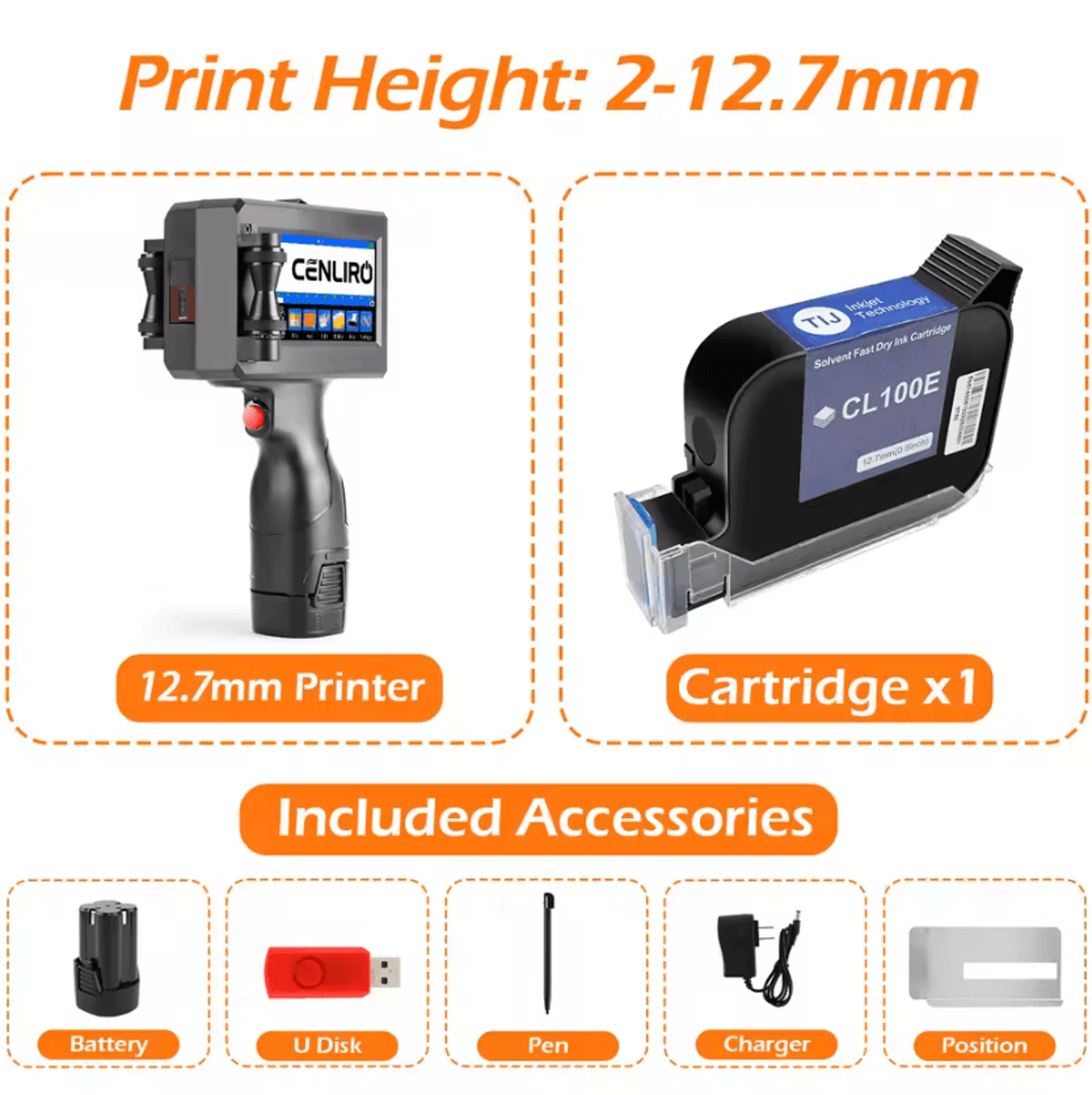 Cenliro CL20B 254mm Handheld Inkjet Printer Portable Batch Date And QR Code Coding Machine 9