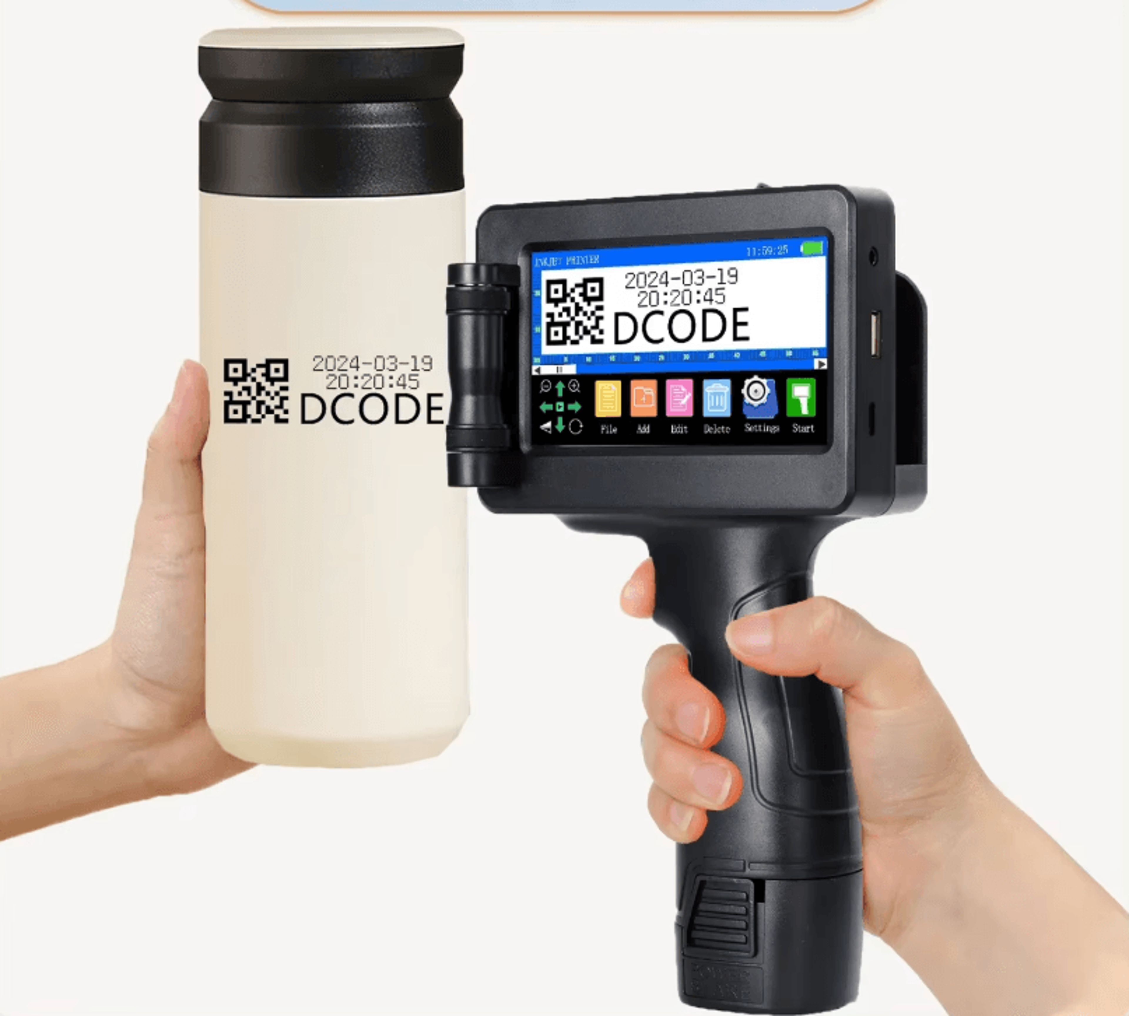 dcode 1755plus 12.7mm portable handheld inkjet printer for batch date barcode and logo coding
