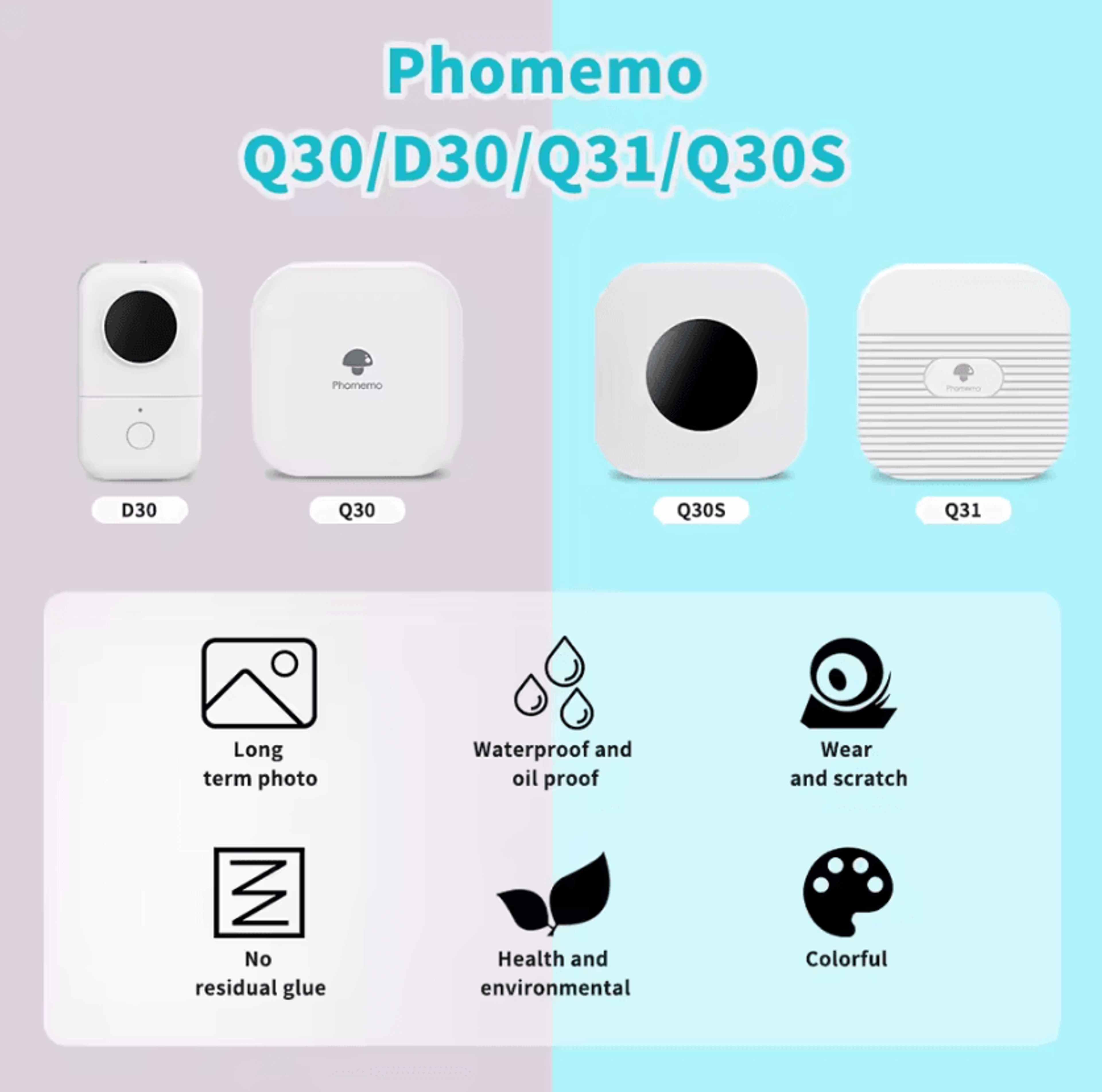 Phomemo D30 Q30 Thermal Label Sticker Roll 615mm SelfAdhesive Printer Paper 1