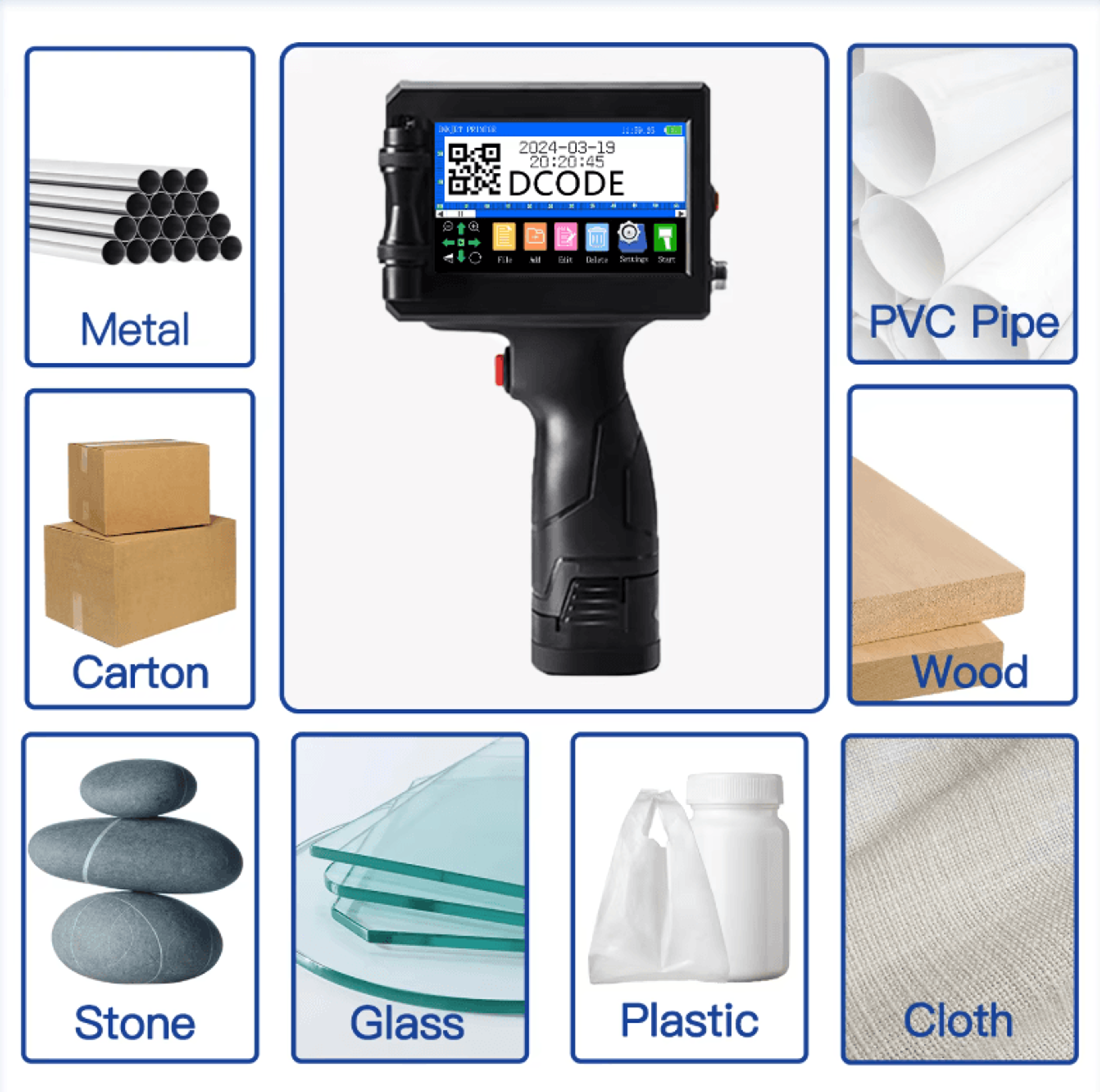DCODE 1750PLUS1 254mm Handheld Inkjet Printer Portable TIJ Barcode And Batch Coding Machine 3