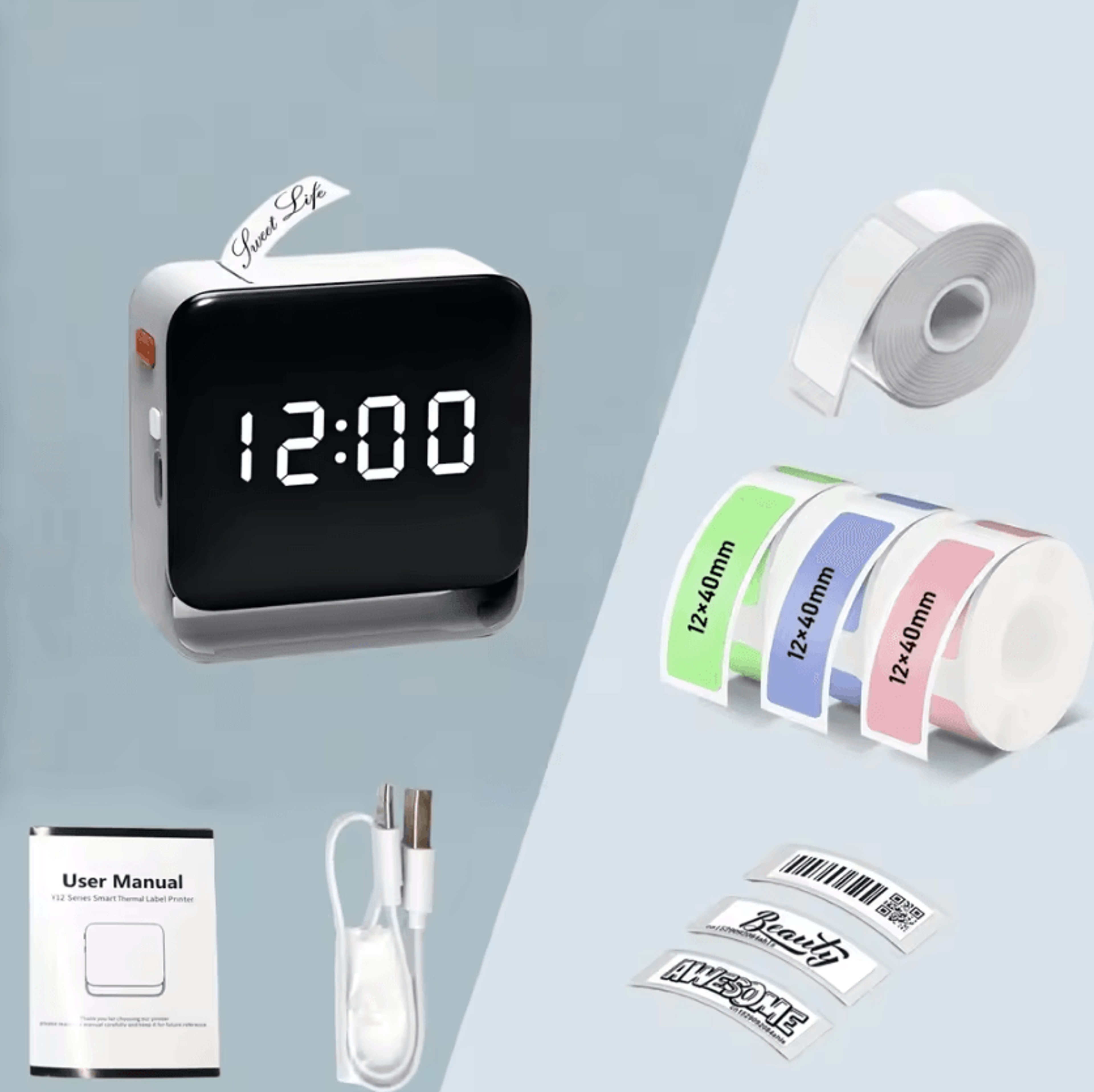 Mini Wireless Label Maker With Paper Roll Portable Sticker Printer For Home And Office Organization 8