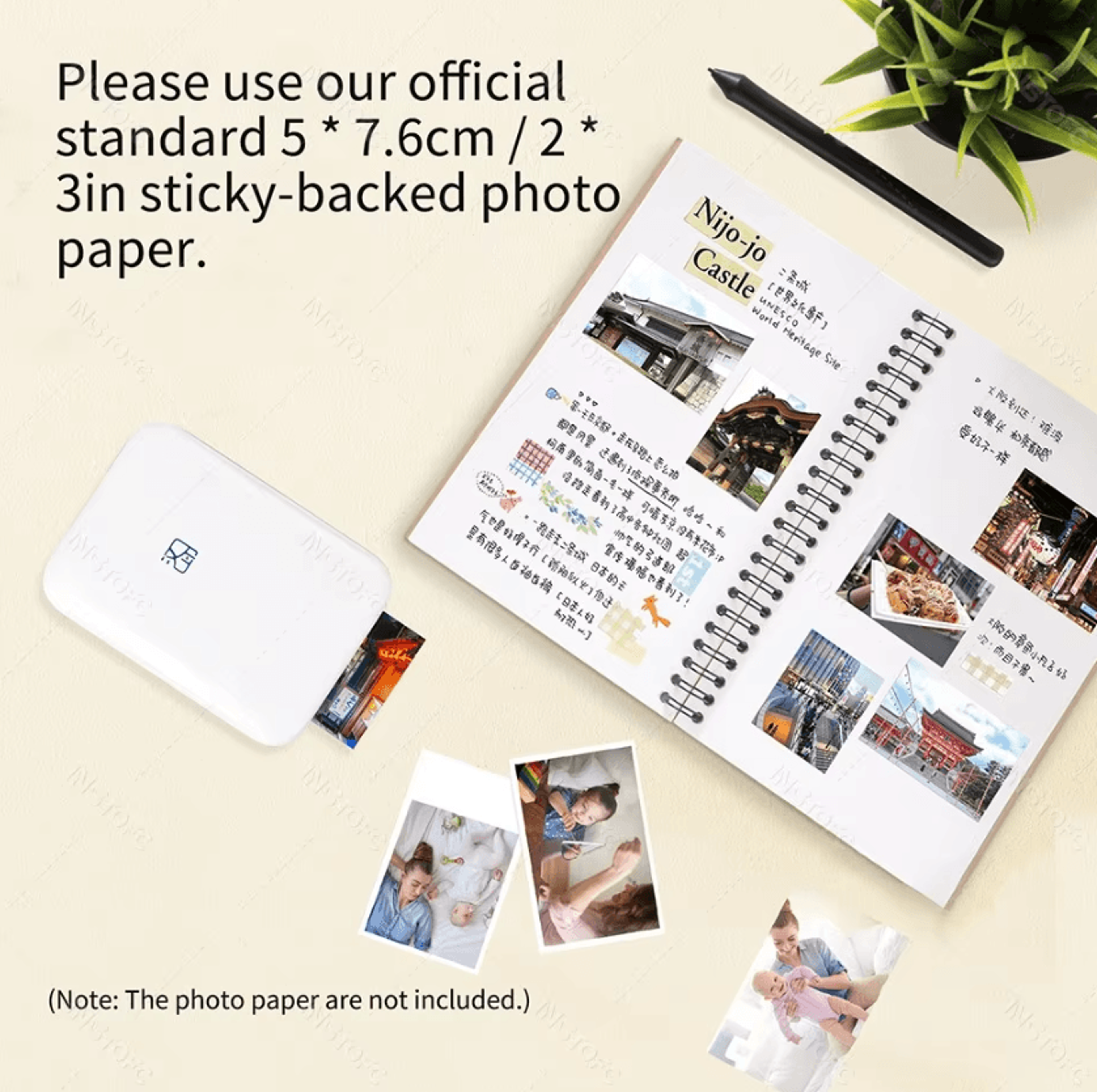 MT53 Mini Color Photo Printer Portable 2x3 Inch Wireless Pocket Printer With StickyBacked Photo Pap 4