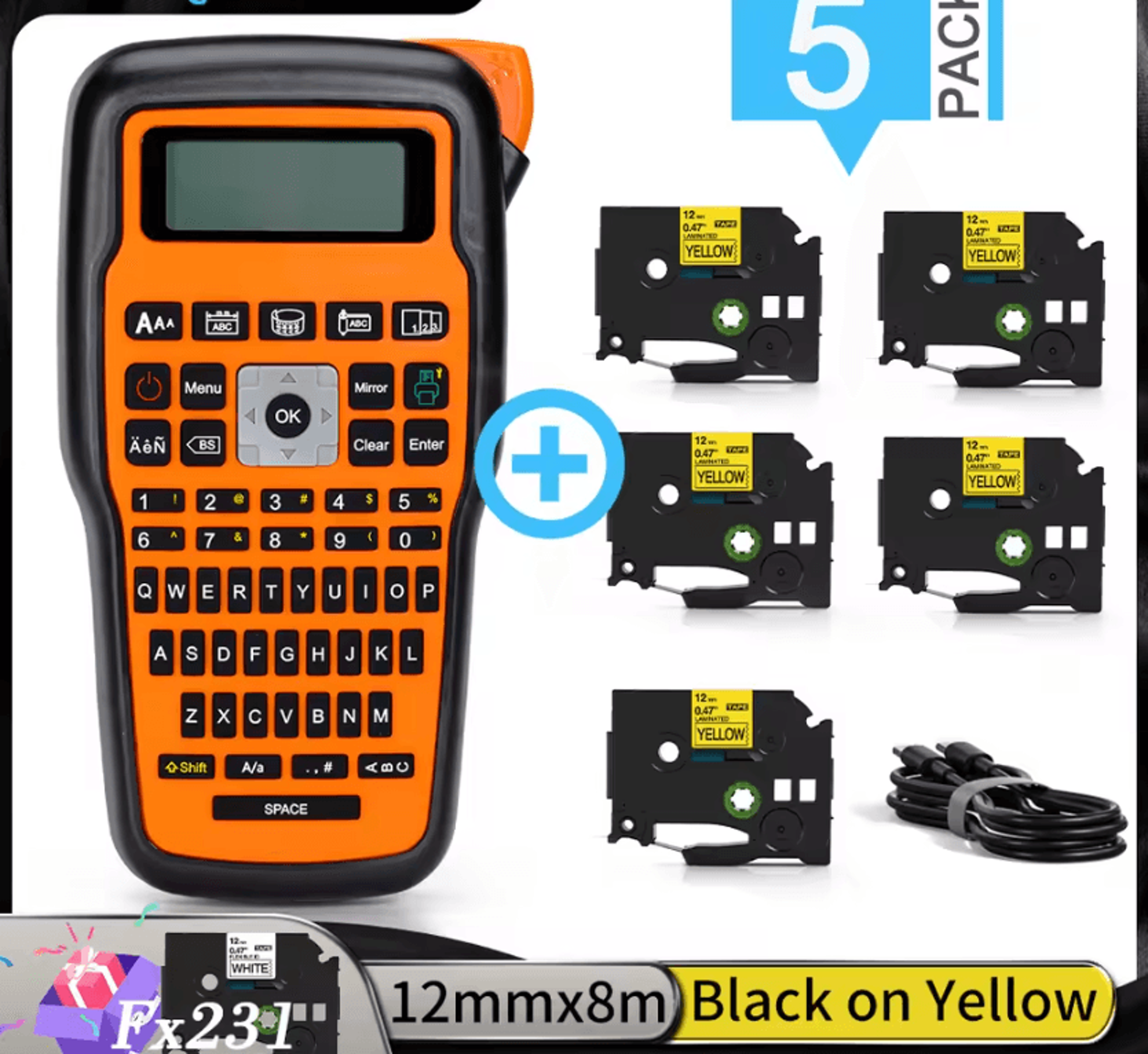 E1000 Pro Portable Industrial Label Maker Handheld Printer Compatible With Brother TZe231 Tape 9