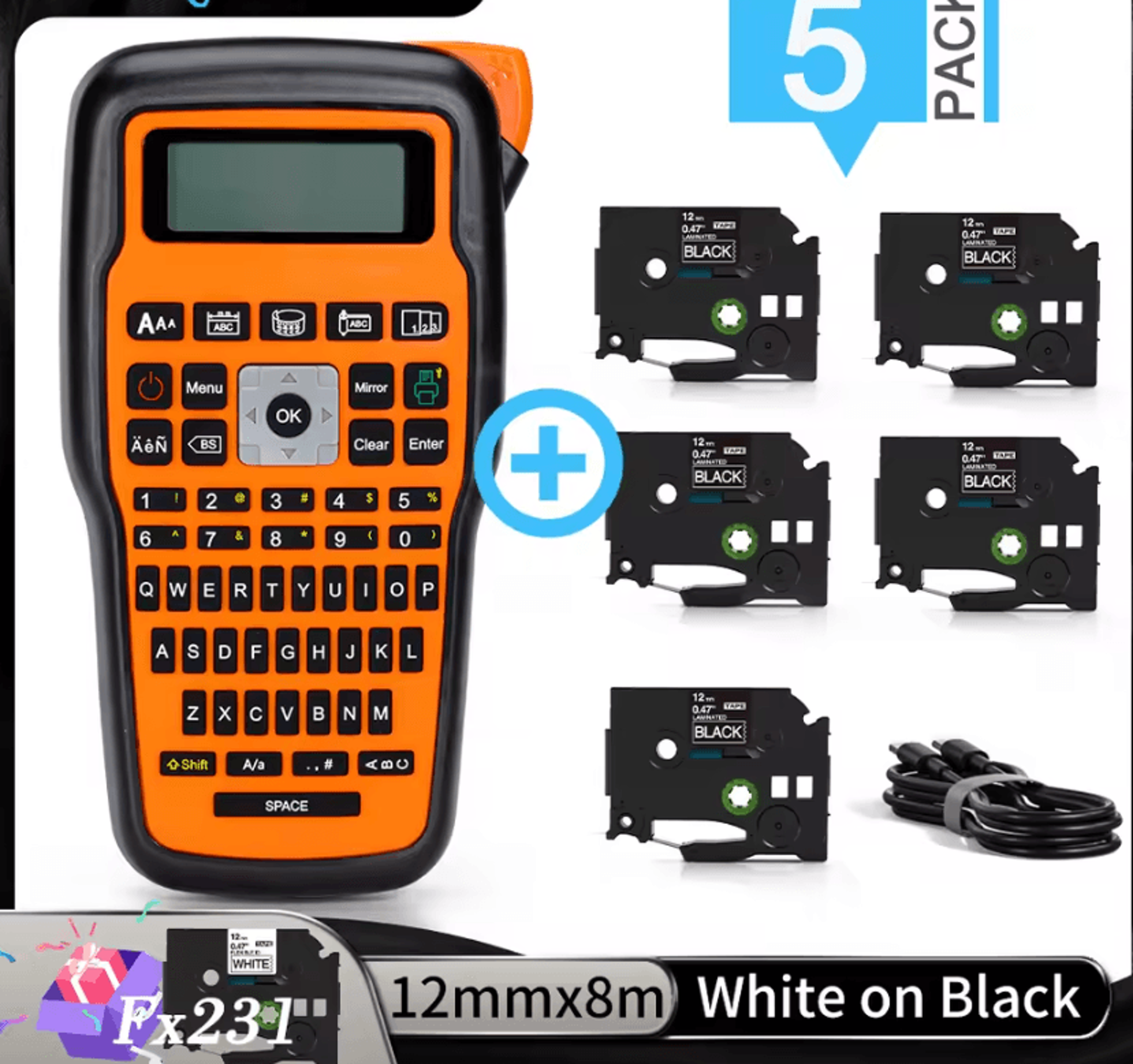 E1000 Pro Portable Industrial Label Maker Handheld Printer Compatible With Brother TZe231 Tape 15