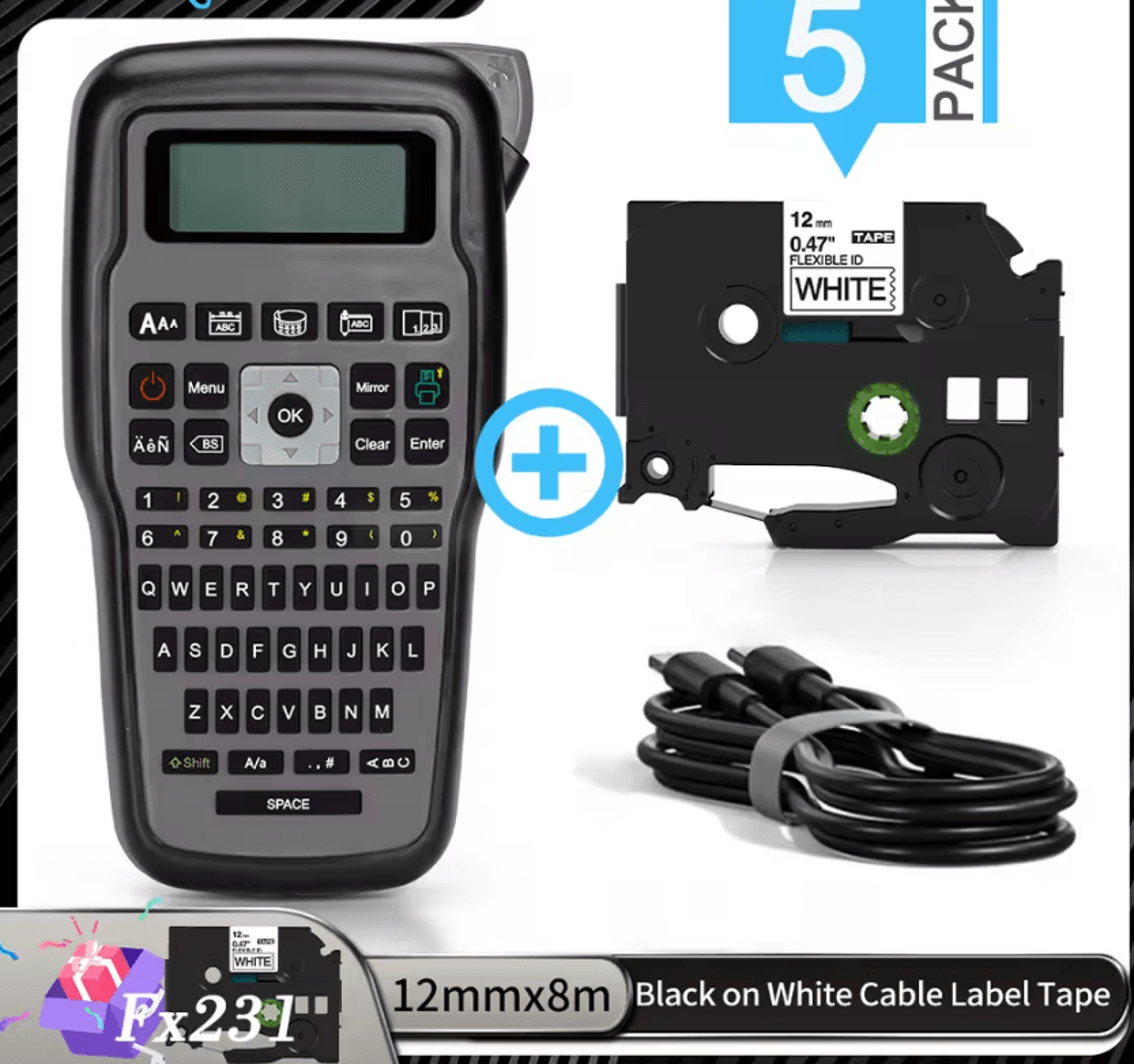 E1000 Pro Portable Industrial Label Maker Handheld Printer Compatible With Brother TZe231 Tape 14