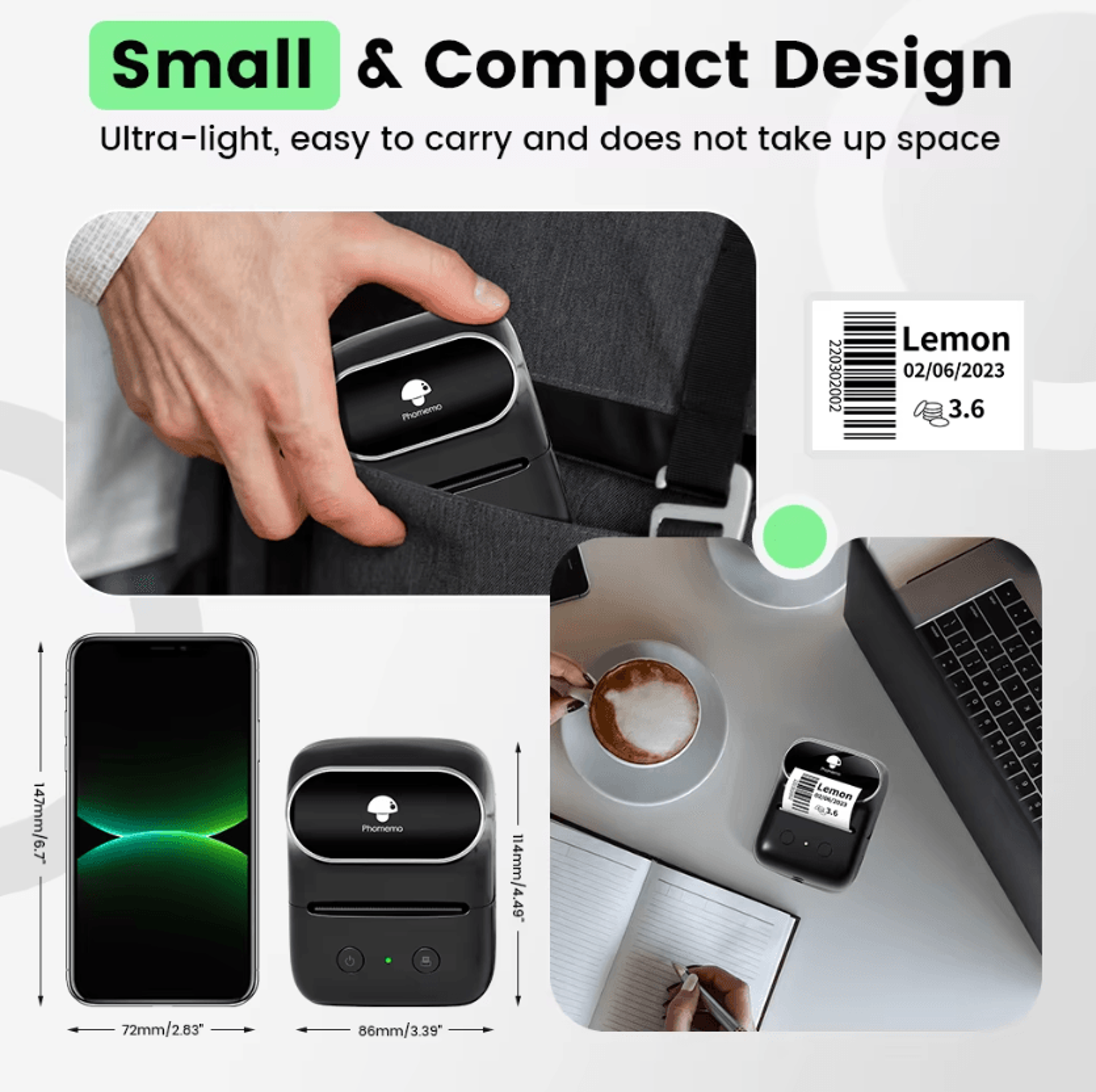 Phomemo M108 Bluetooth Thermal Label Maker 2Inch Barcode Printer For Small Business And Home Organi 3