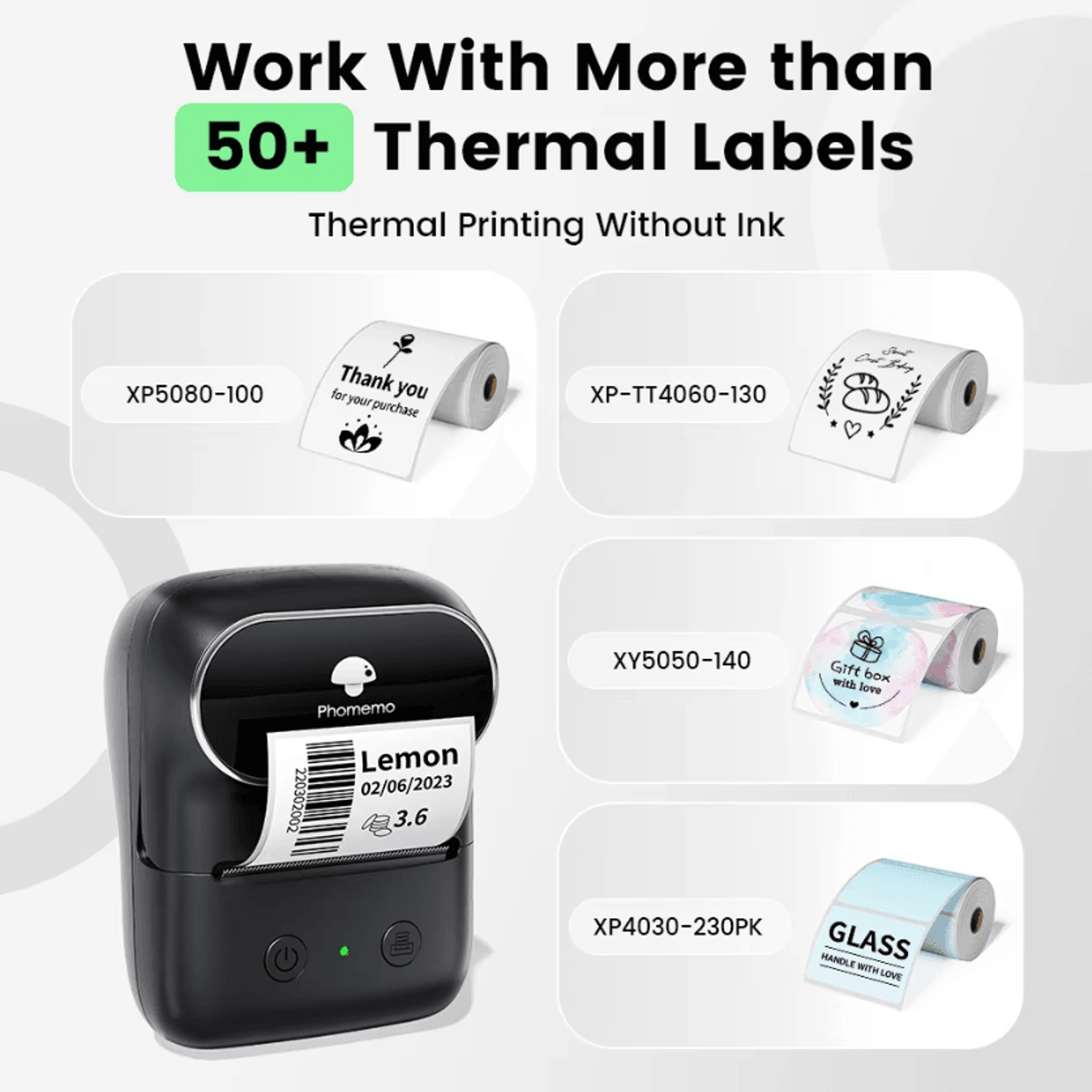 Phomemo M108 Bluetooth Thermal Label Maker 2Inch Barcode Printer For Small Business And Home Organi 4