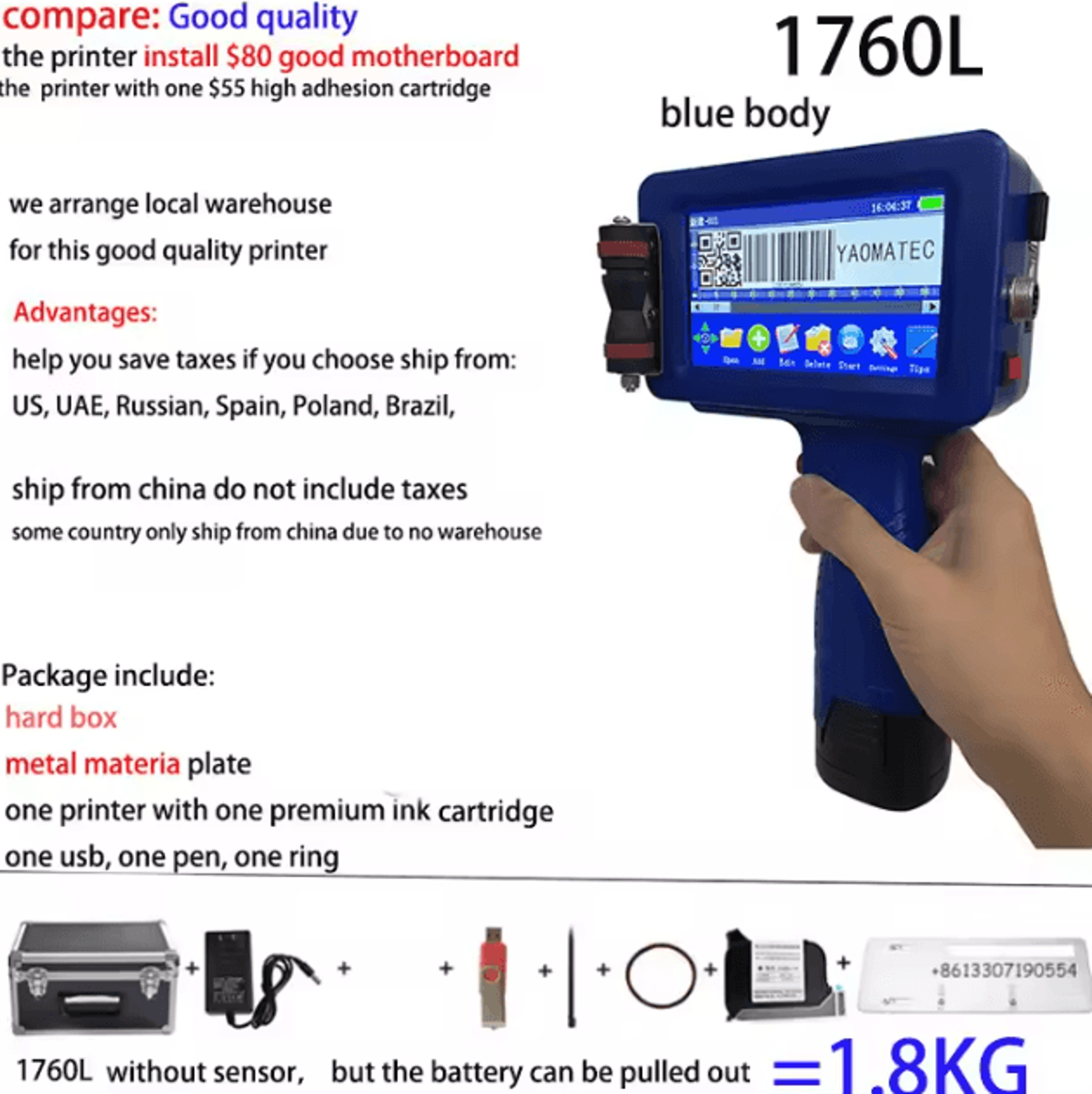 S7 Y7 127mm Handheld Inkjet Printer Portable QR Barcode And Expiry Date Coding Machine 6