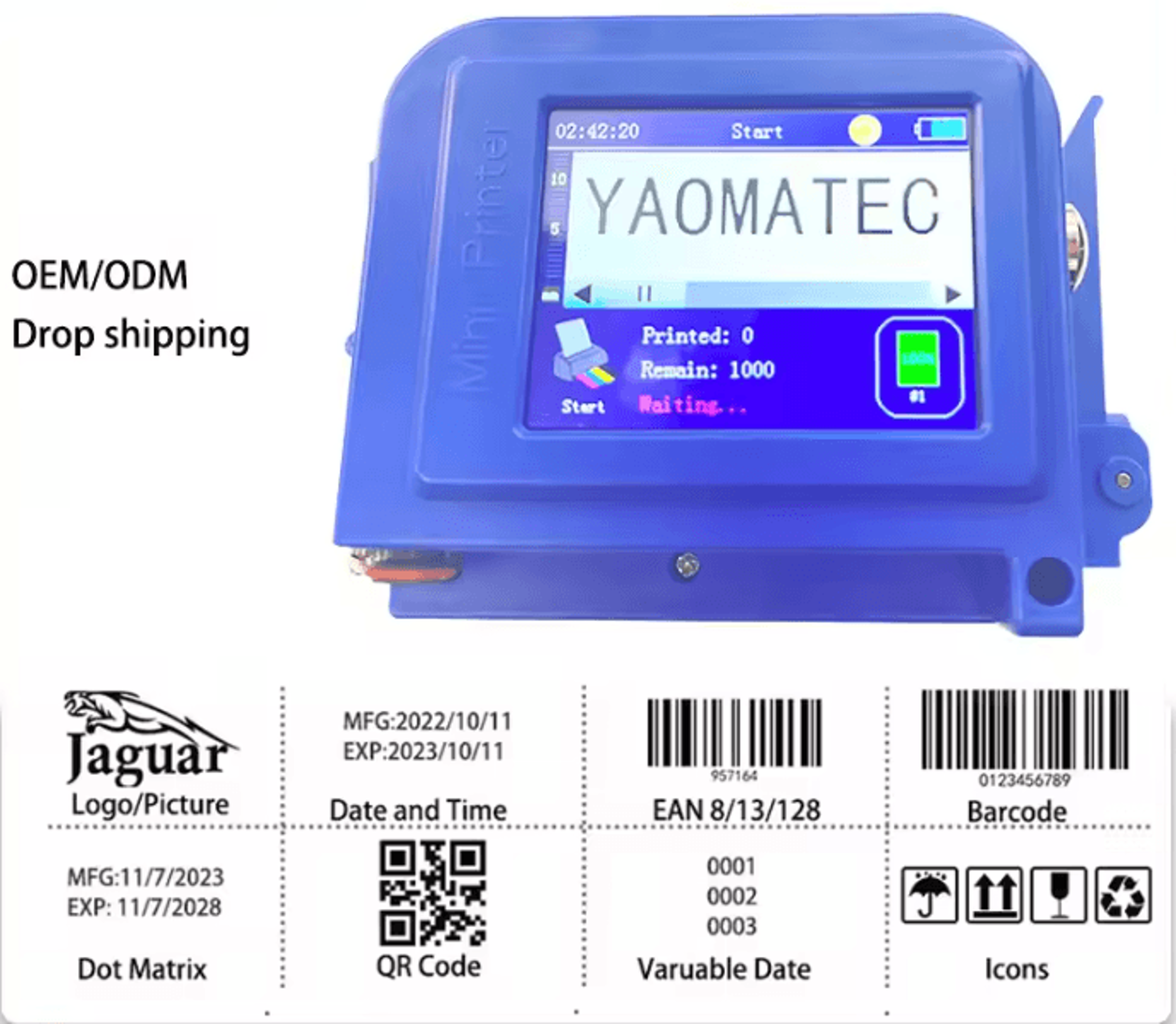 25-language 12.7mm handheld inkjet printer portable qr barcode and expiry date coding machine