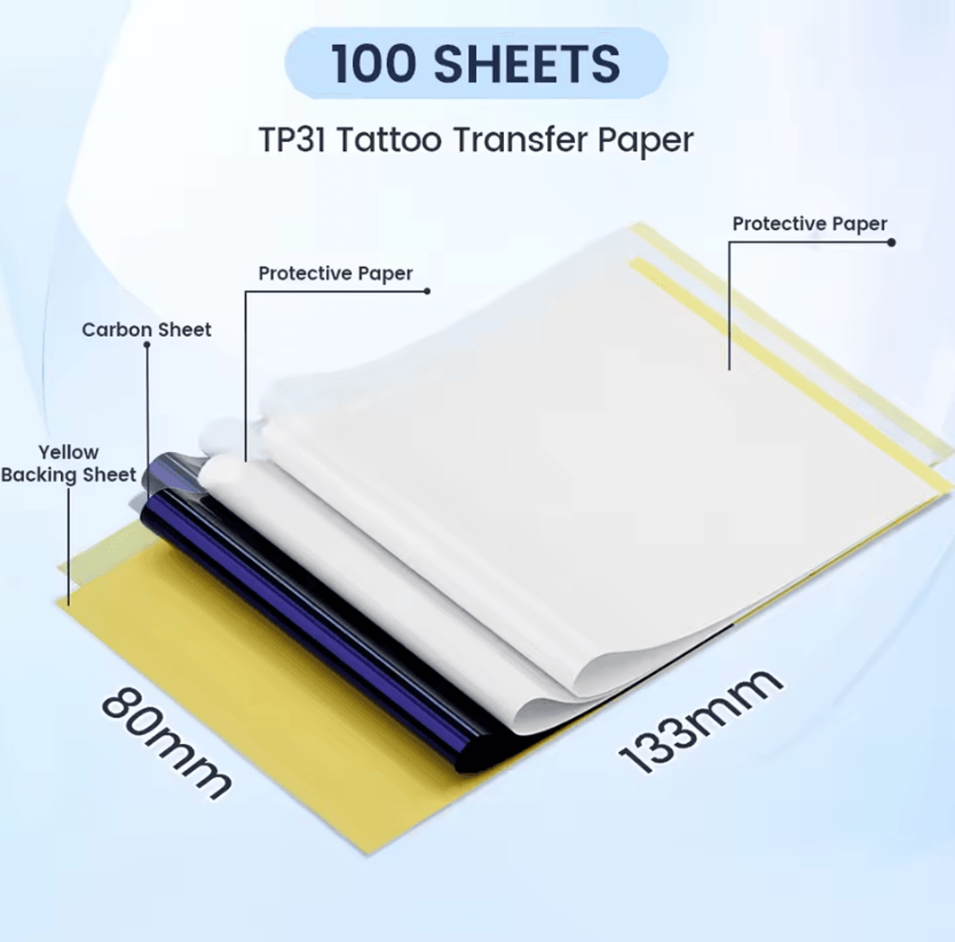 100 Sheets 80x133mm Tattoo Stencil Transfer Paper For TP31 Thermal Printer 1
