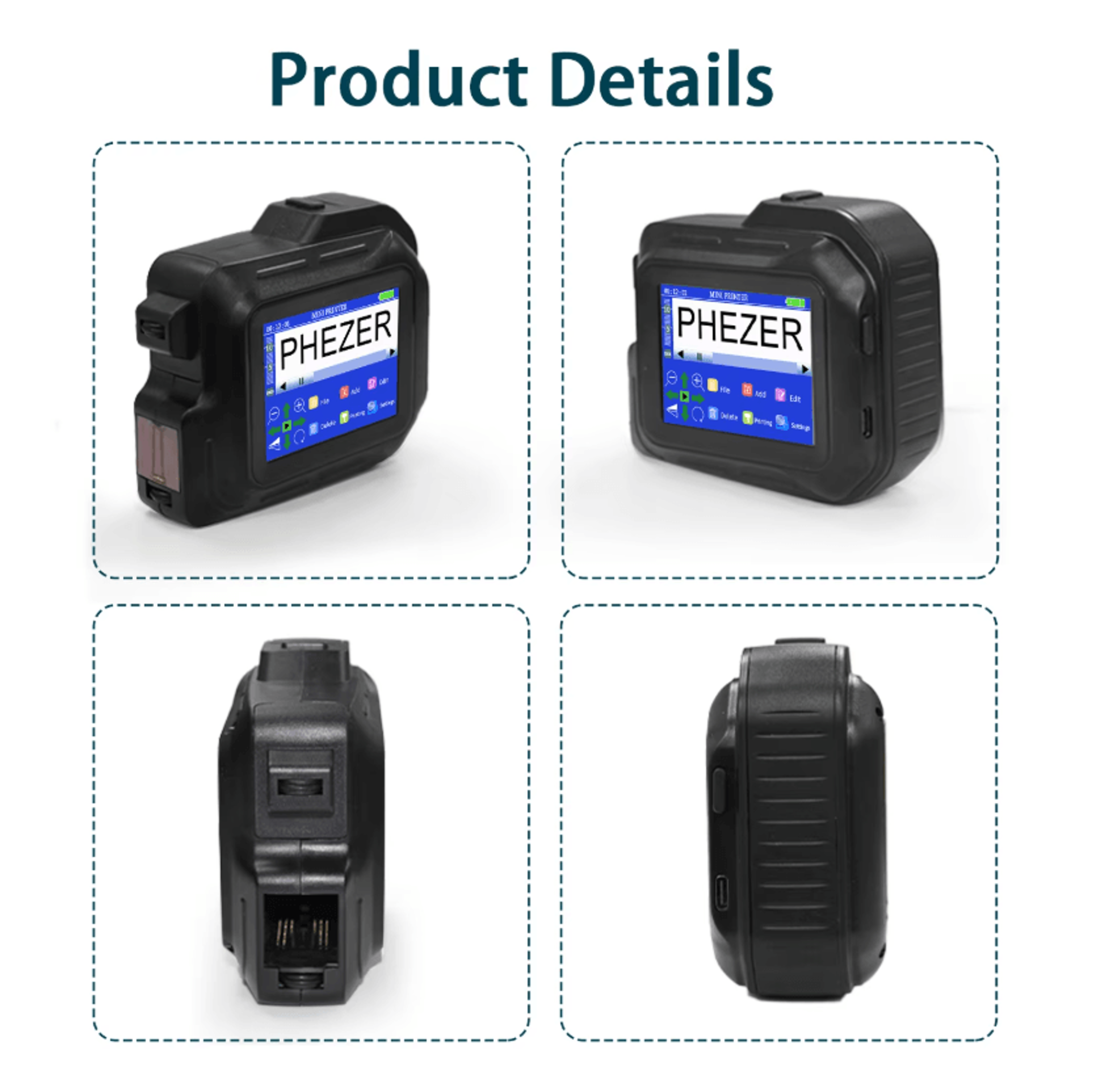 Phezer PC98 Mini Handheld Inkjet Printer 28Language Portable QR Barcode And Expiry Date Coding Mach 1