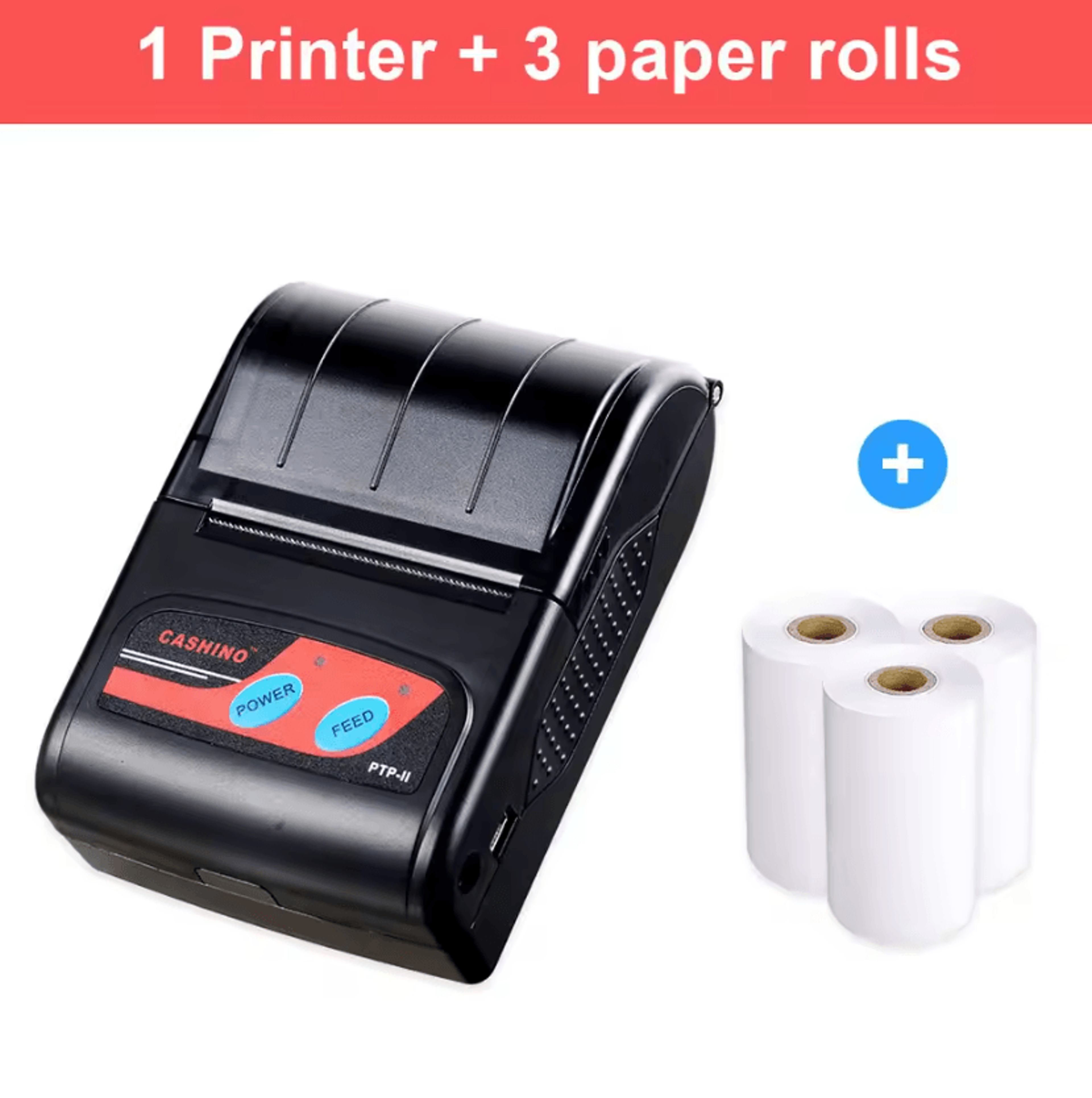 Cashino PTPII 58mm Portable Bluetooth Receipt Printer 2000mAh Rechargeable Mobile POS Printer 3
