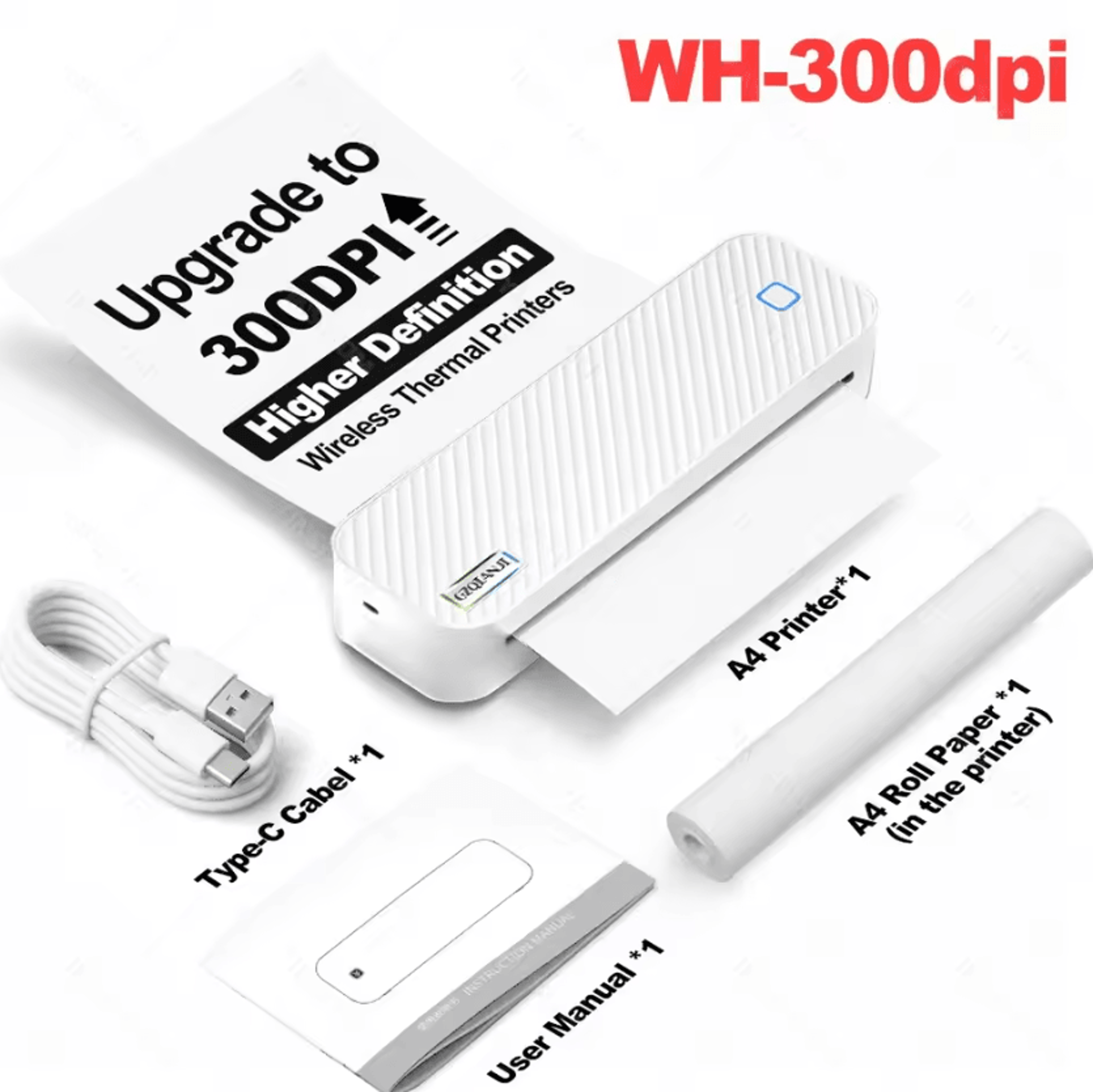 YINSITOM 300DPI Portable Bluetooth Thermal Printer Wireless A4 And US Letter Travel Printer 5