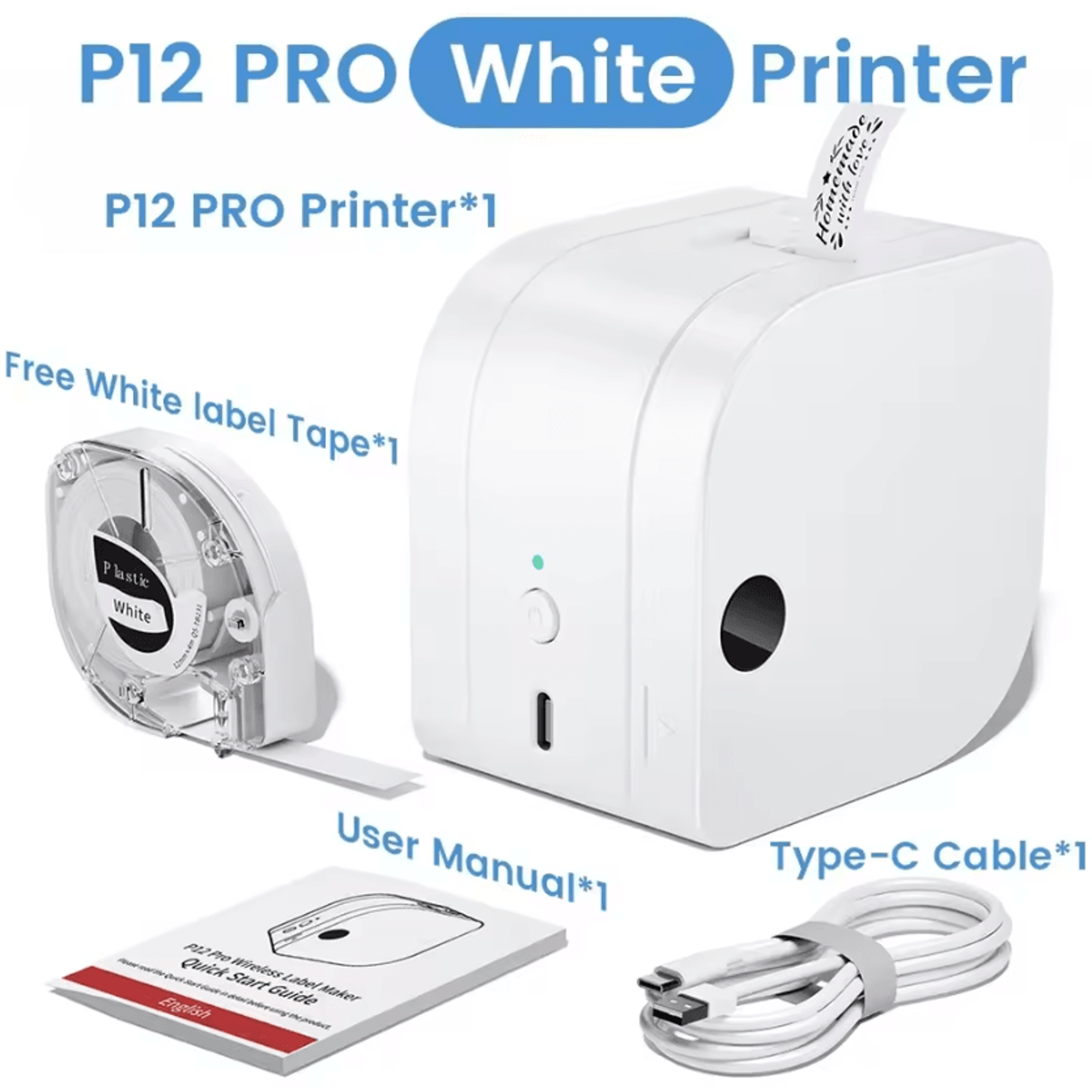 Phomemo P12 PRO Rechargeable Bluetooth Label Printer 12mm Portable Inkless Label Maker For Home And 8