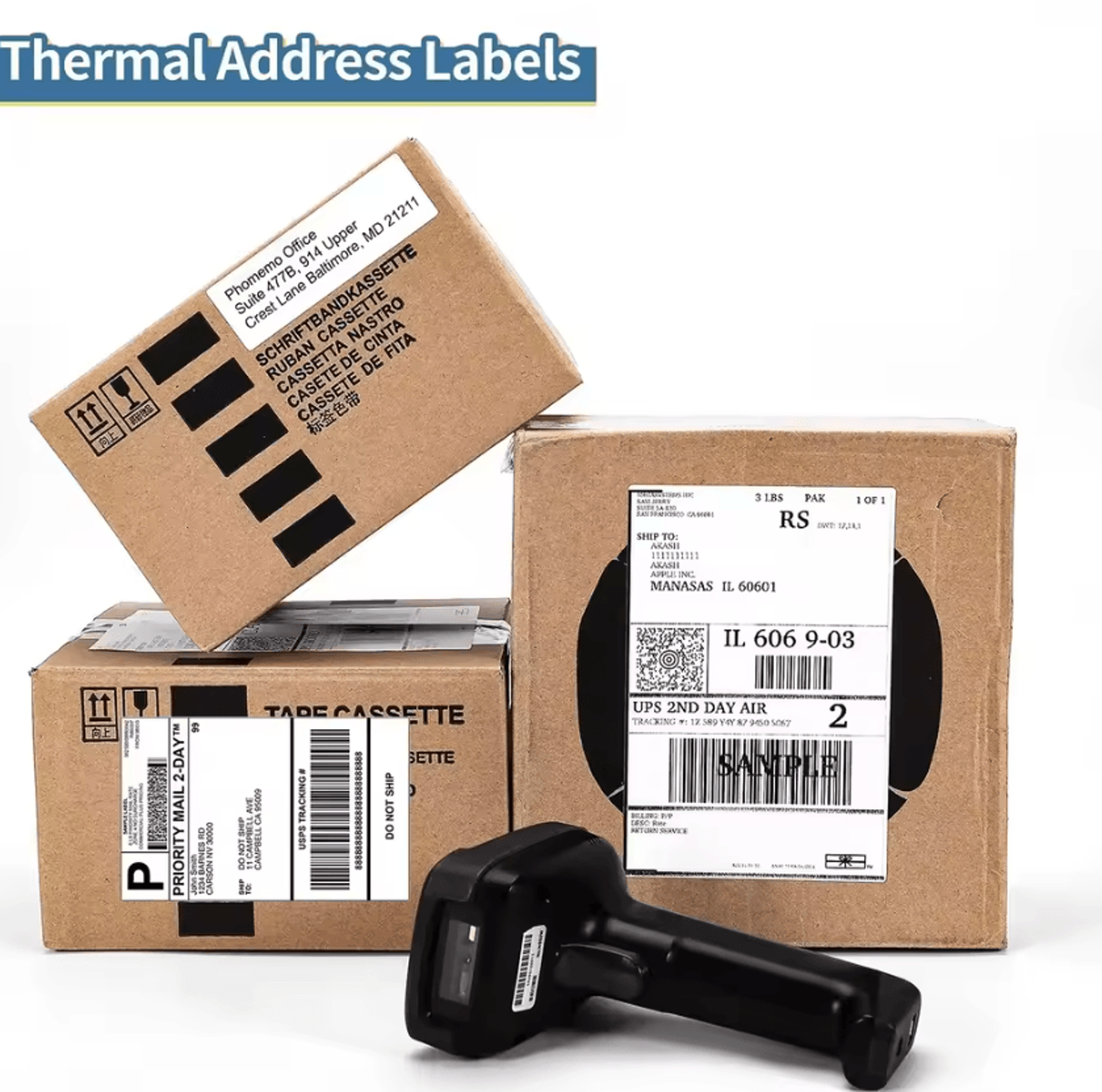 500Pcs 4x6 FanFold Thermal Shipping Labels Adhesive Printer Paper For Phomemo 241BT 246S D520BT 2