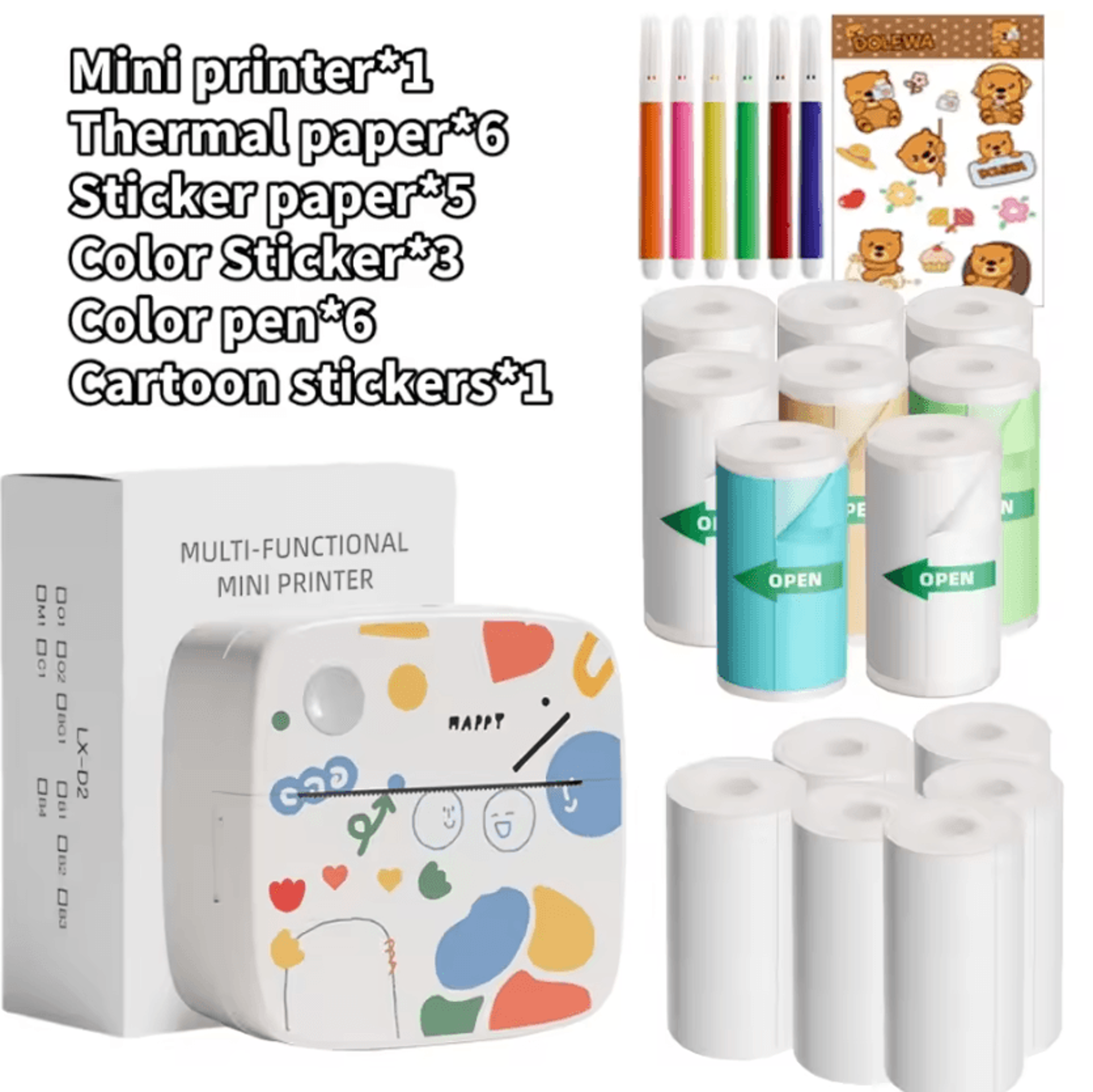 DOLEWA D2 Doodle Mini Wireless Thermal Printer Portable Inkless Photo And DIY Sticker Maker 6