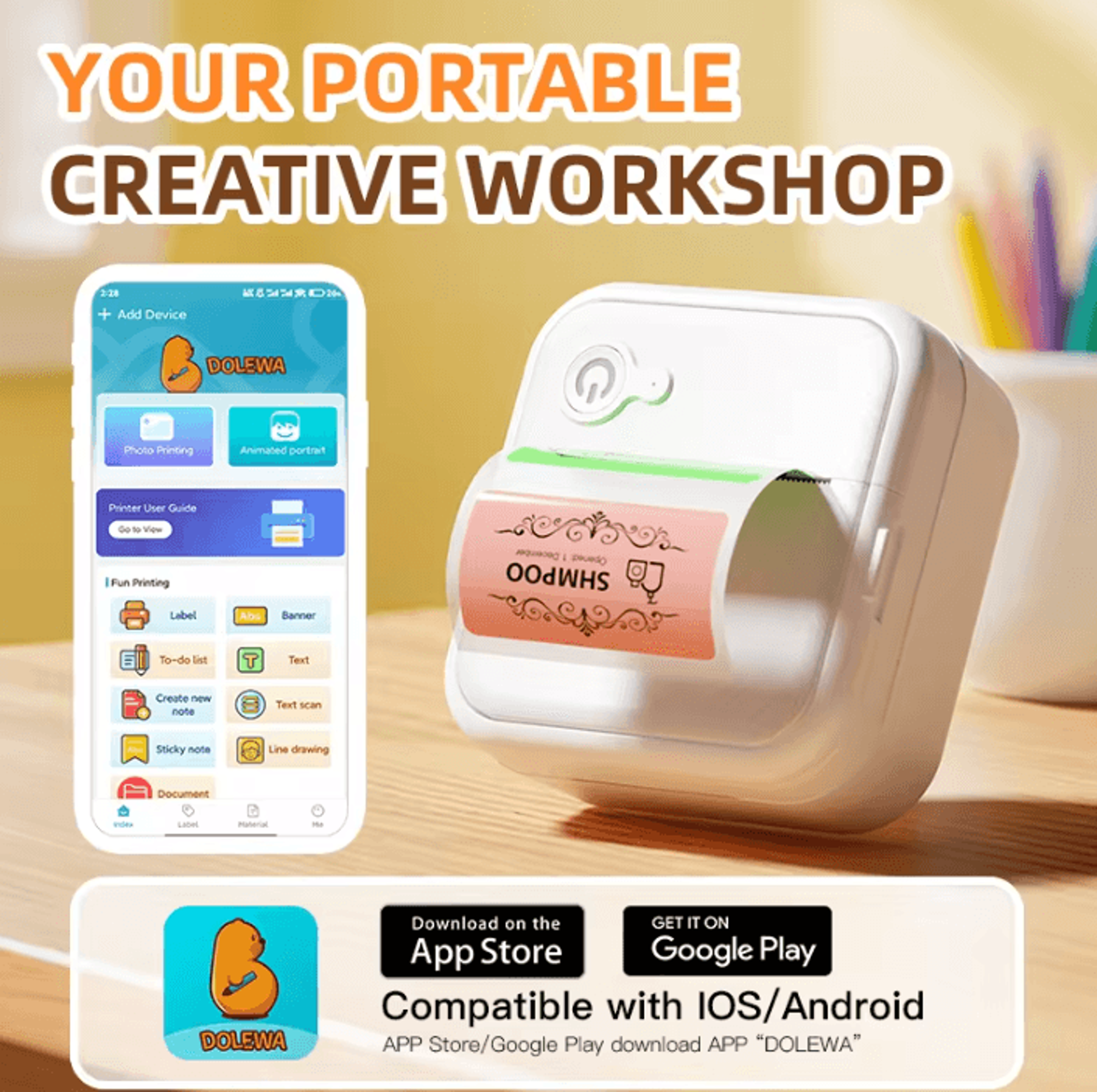 D8 Mini Bluetooth Thermal Printer Portable Inkless Sticker And Label Maker For Android And IOS 2