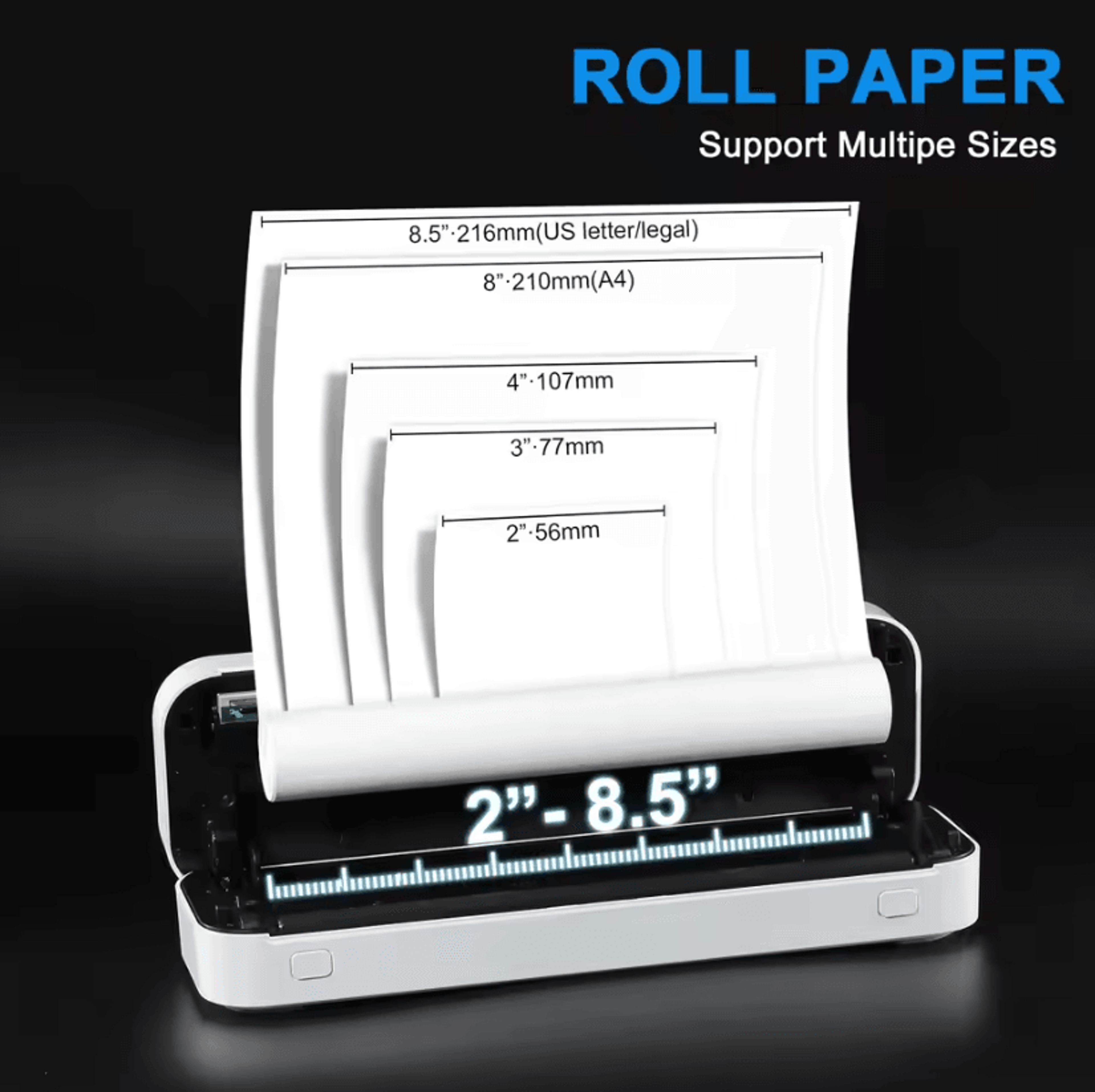 A4 Portable Wireless Thermal Printer 300DPI Inkless Mobile Document Printer For Phone And Laptop 3