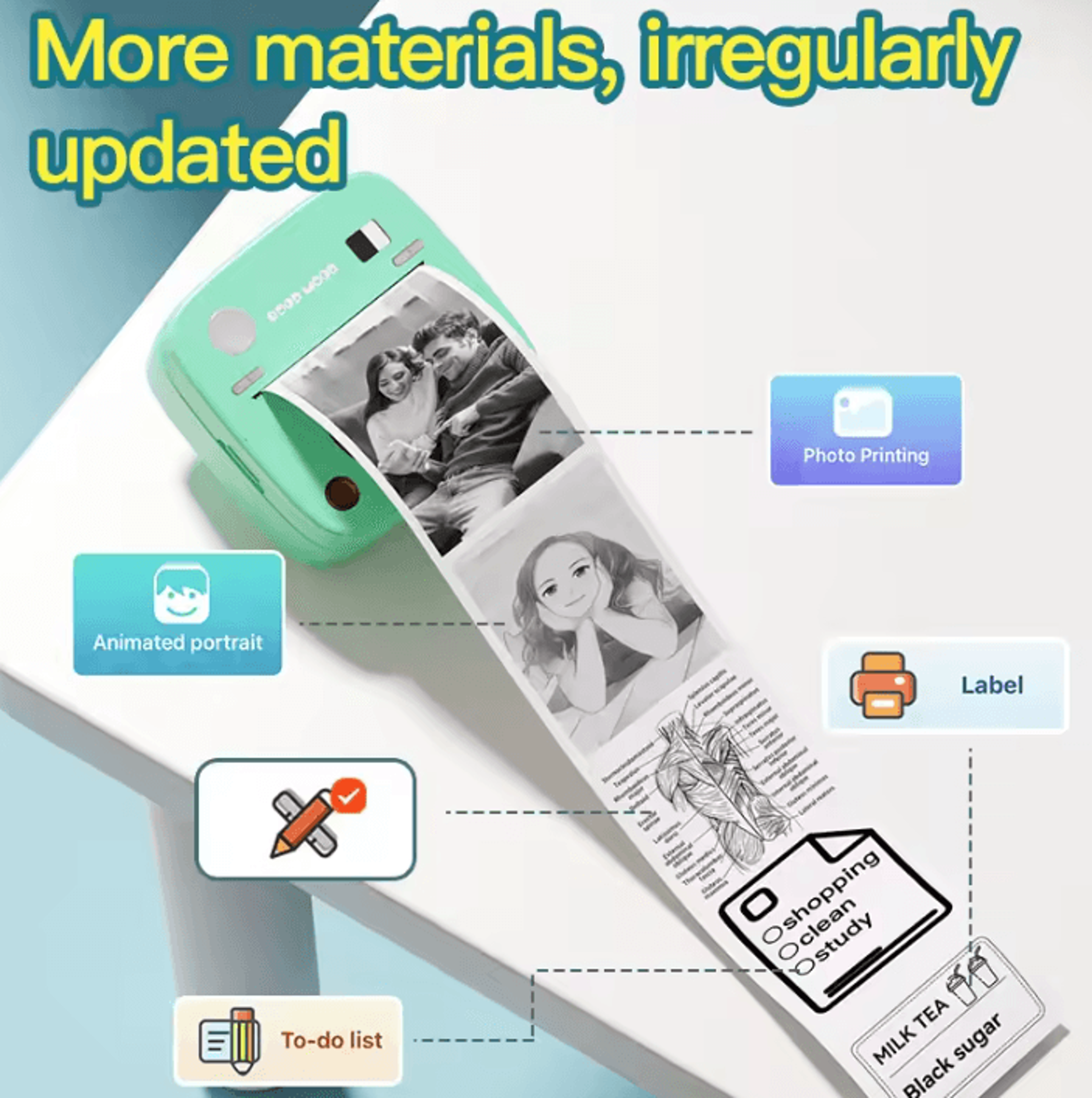 C1 Mini Bluetooth Photo Sticker Printer 1200mAh Rechargeable Thermal Label Maker For IOS And Androi 2