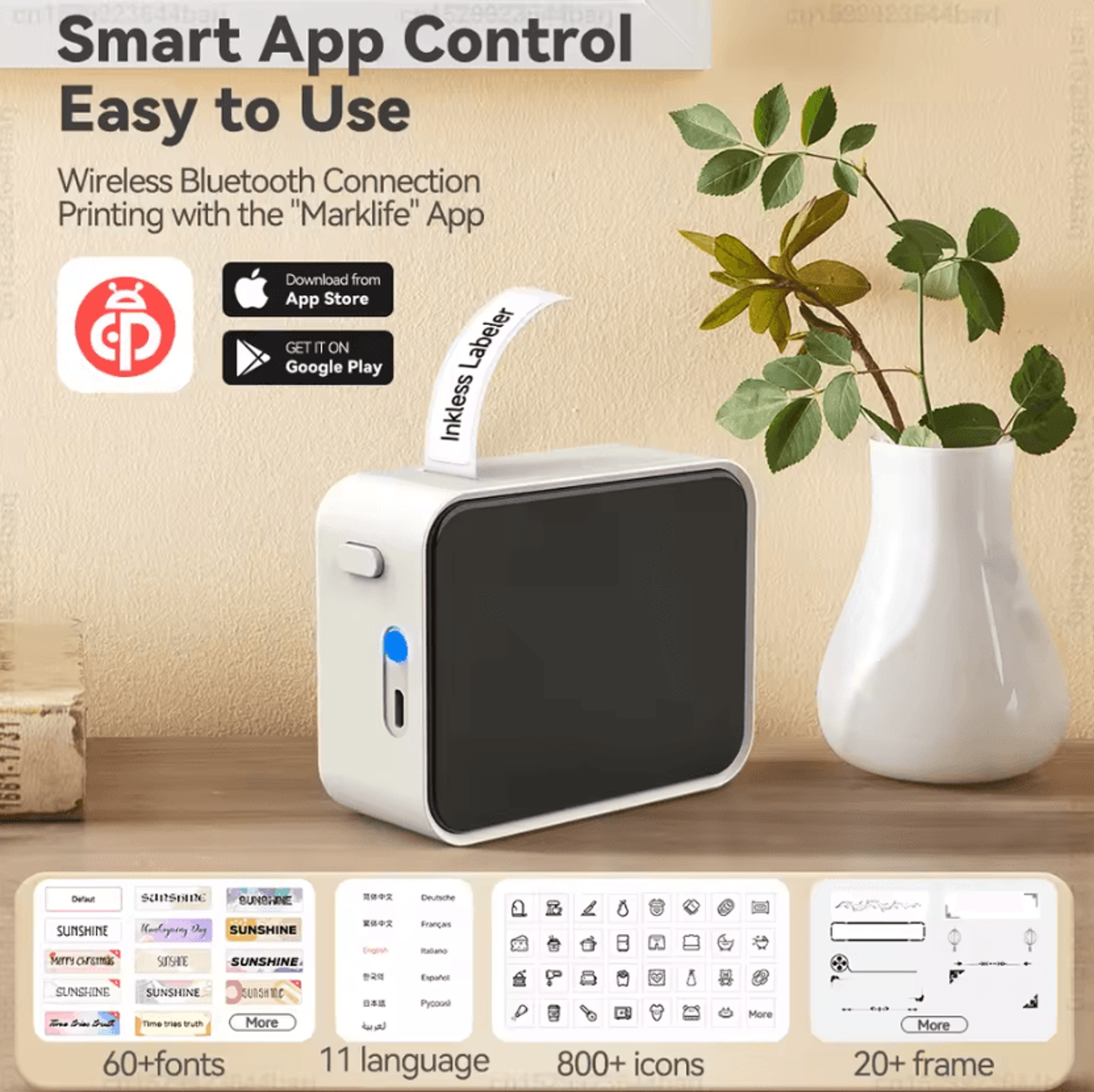P15 Portable Bluetooth Thermal Label Printer Wireless Sticker Maker With SelfAdhesive Label Paper 1