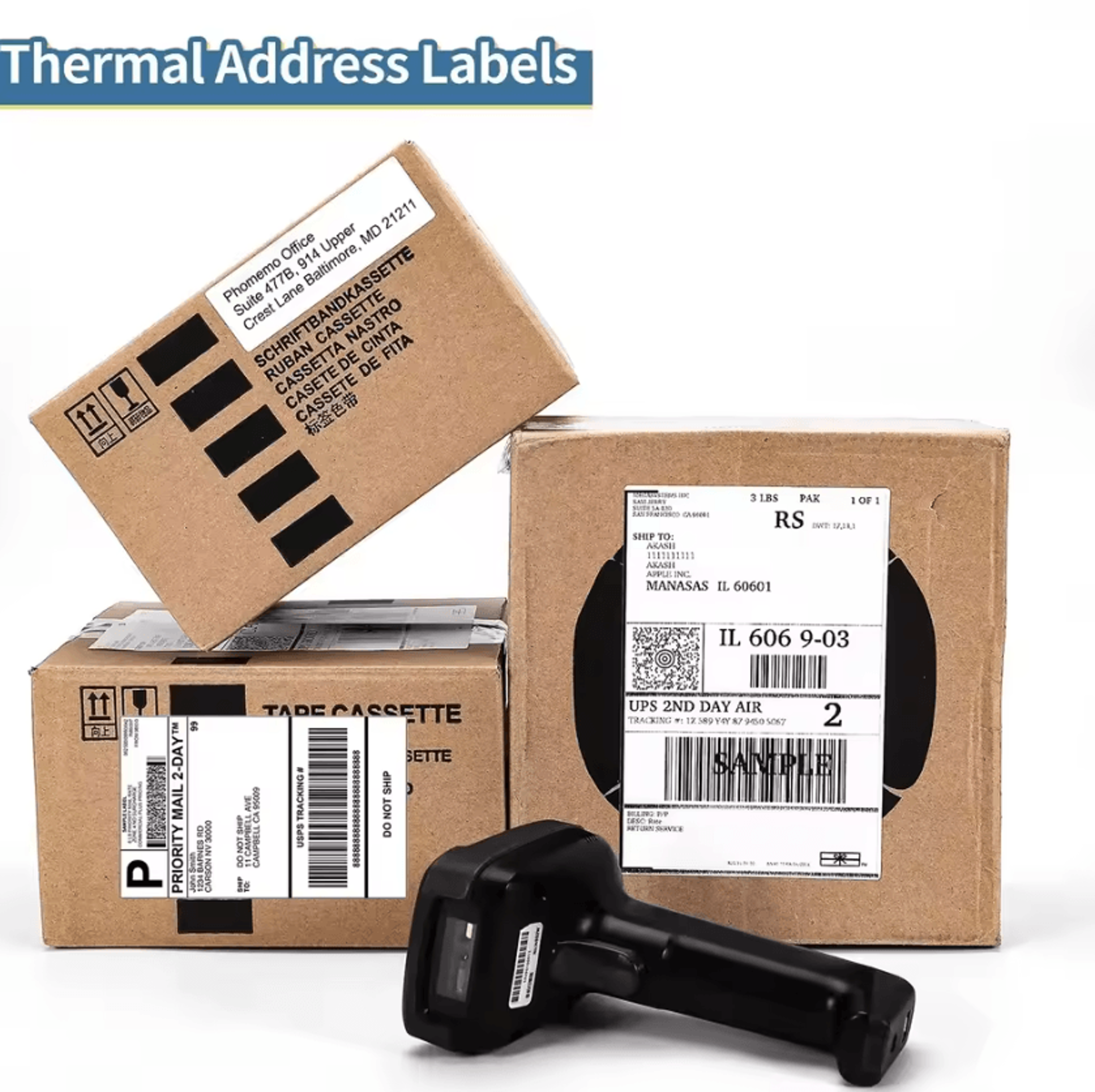 Phomemo 100x150mm FanFold Thermal Shipping Labels SelfAdhesive Printer Paper For 241BT And 246S 2