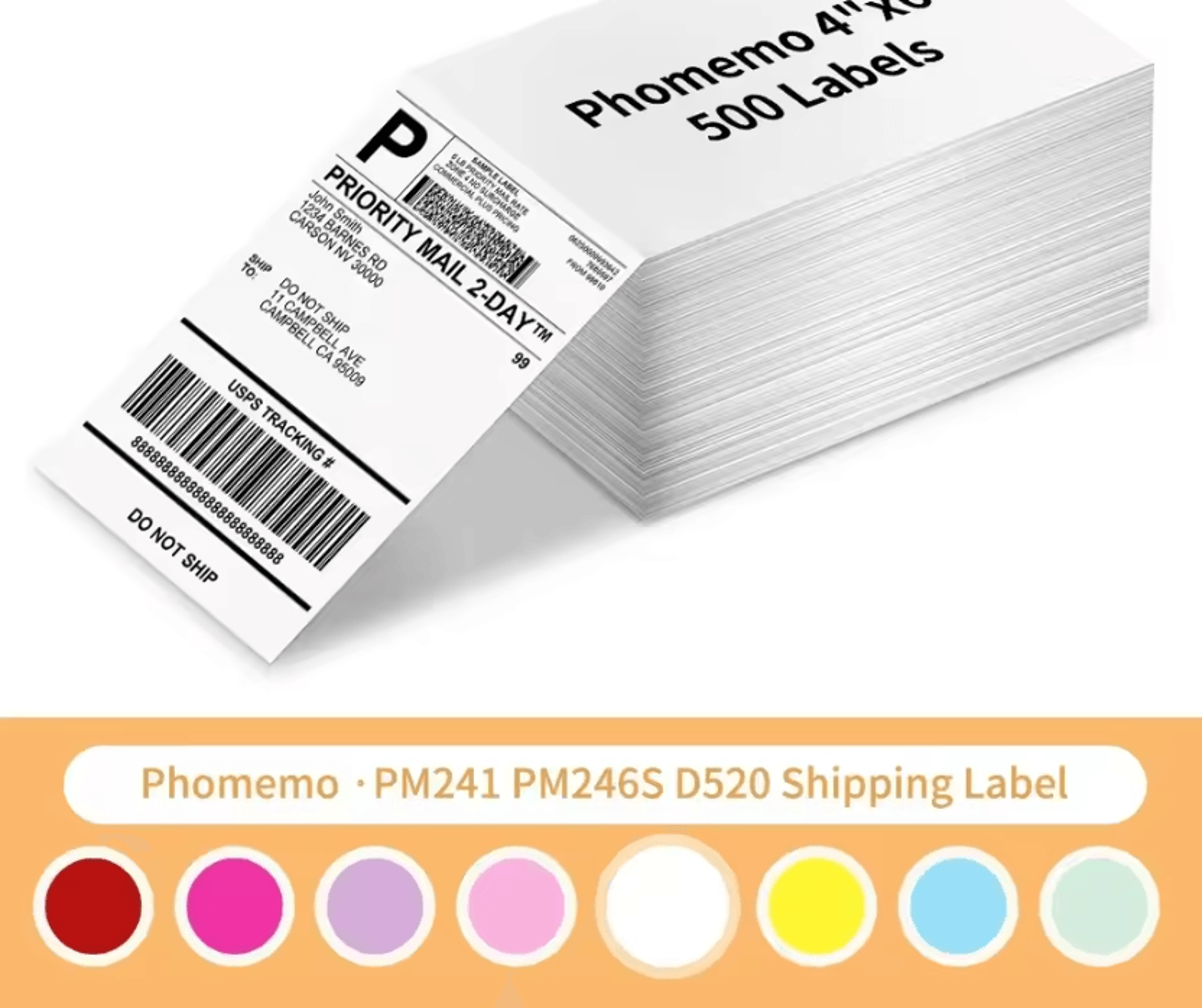 phomemo 100x150mm fan-fold thermal shipping labels self-adhesive printer paper for 241bt and 246s
