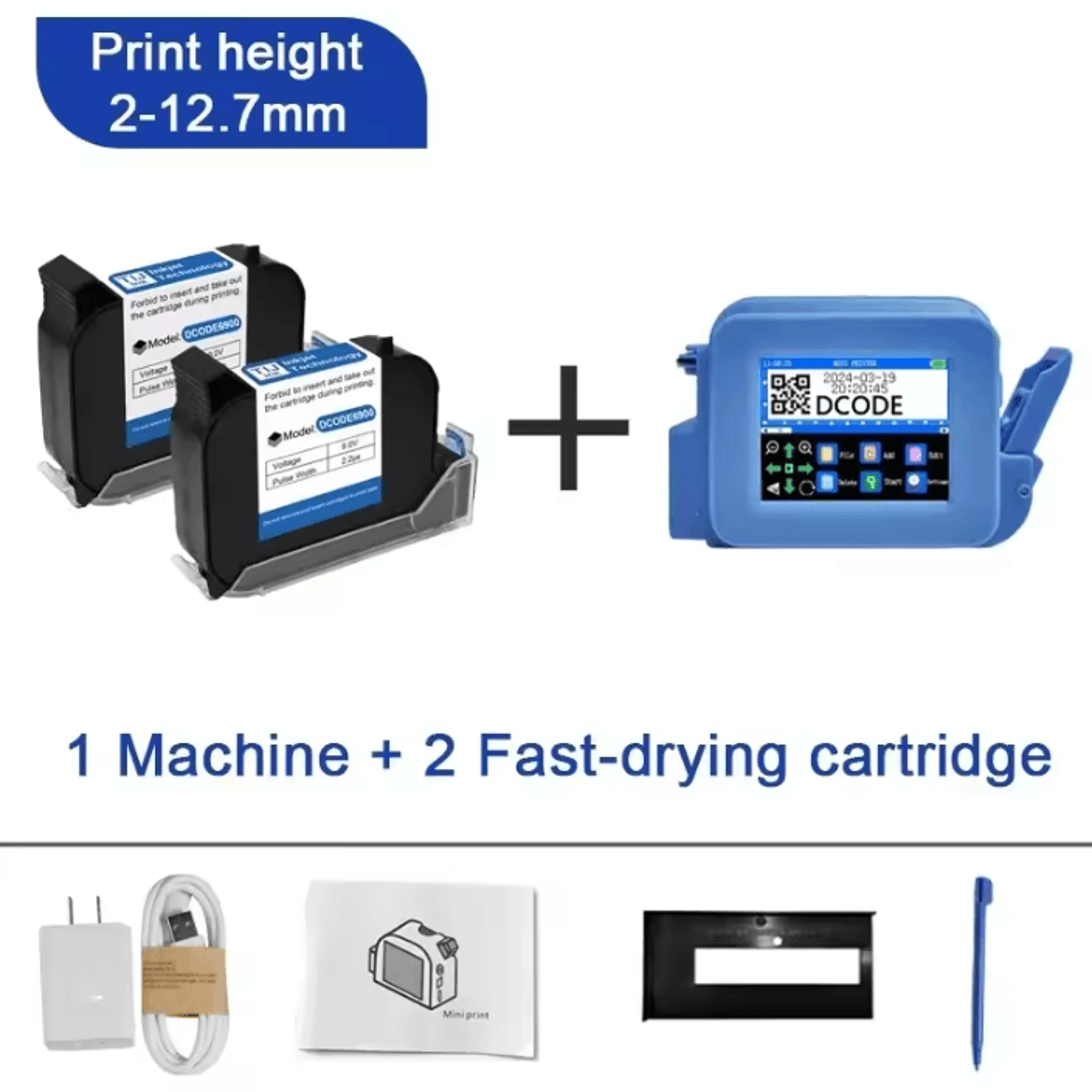 DCODE Blue XMINI 127mm Handheld Inkjet Printer Portable QR Barcode And Date Coding Machine 5