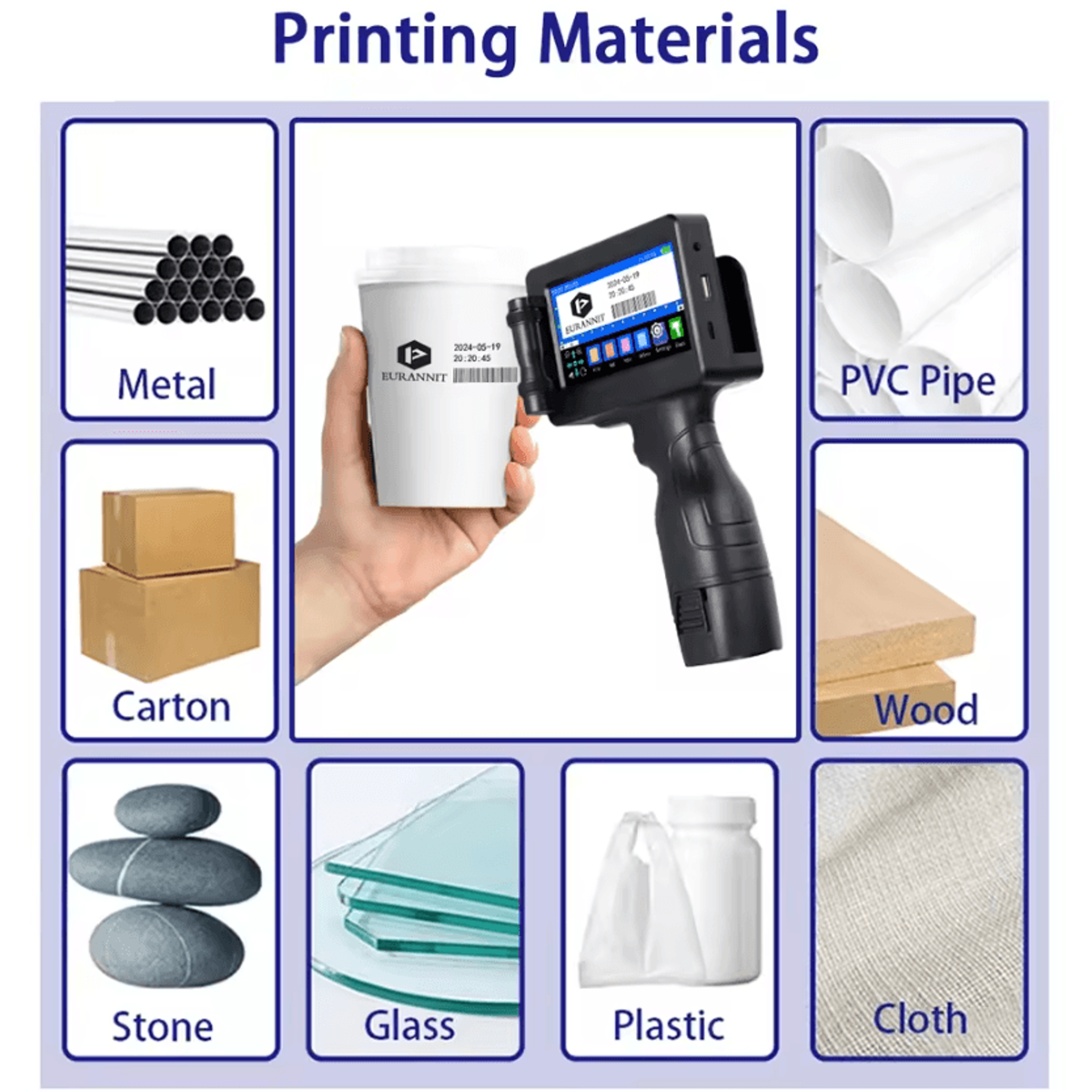 EURANNIT E17 127mm Portable Handheld Inkjet Printer QR Barcode And Expiration Date Coding Machine 3
