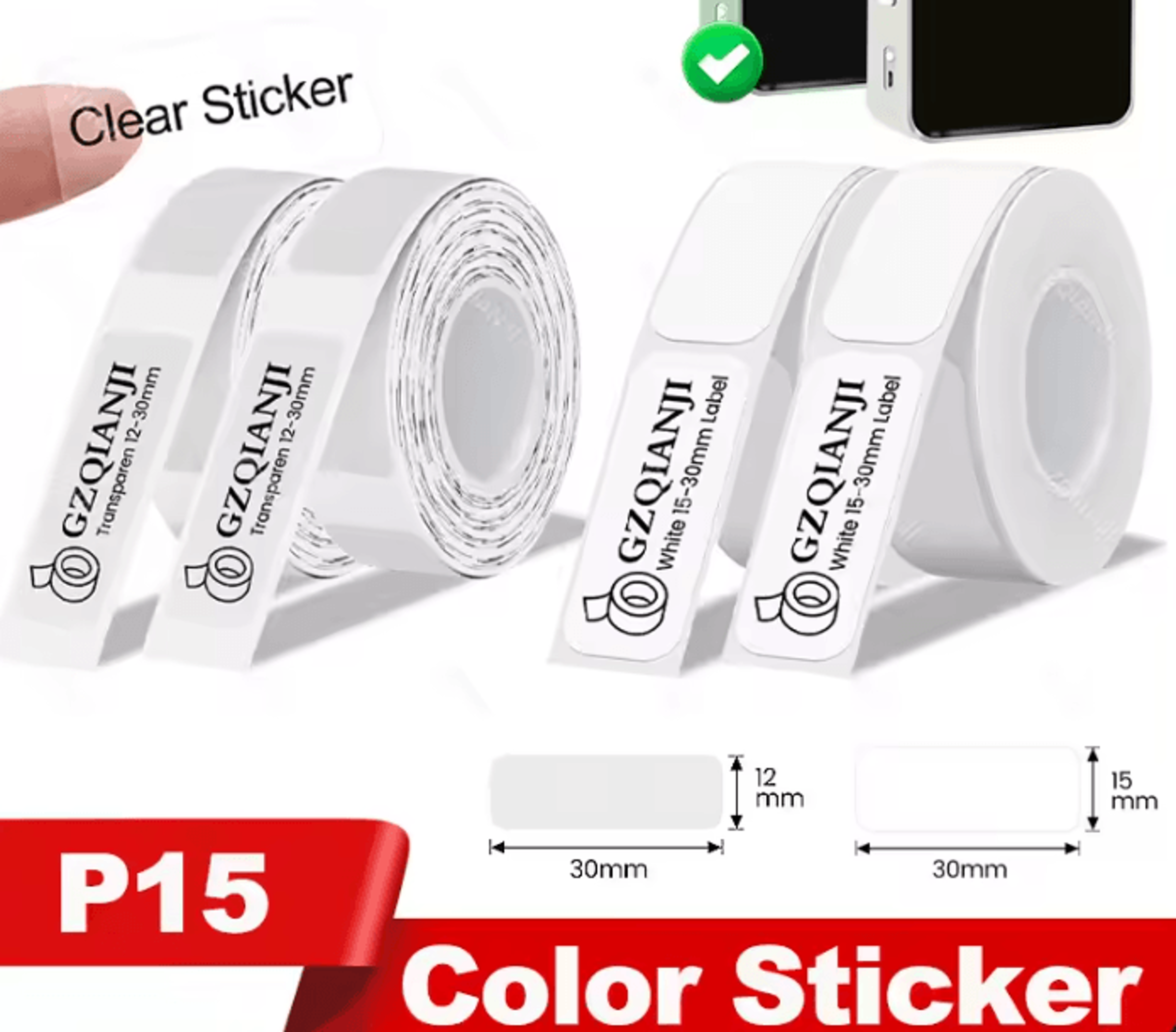 p15 handheld bluetooth thermal label printer mini wireless sticker maker with adhesive label tape