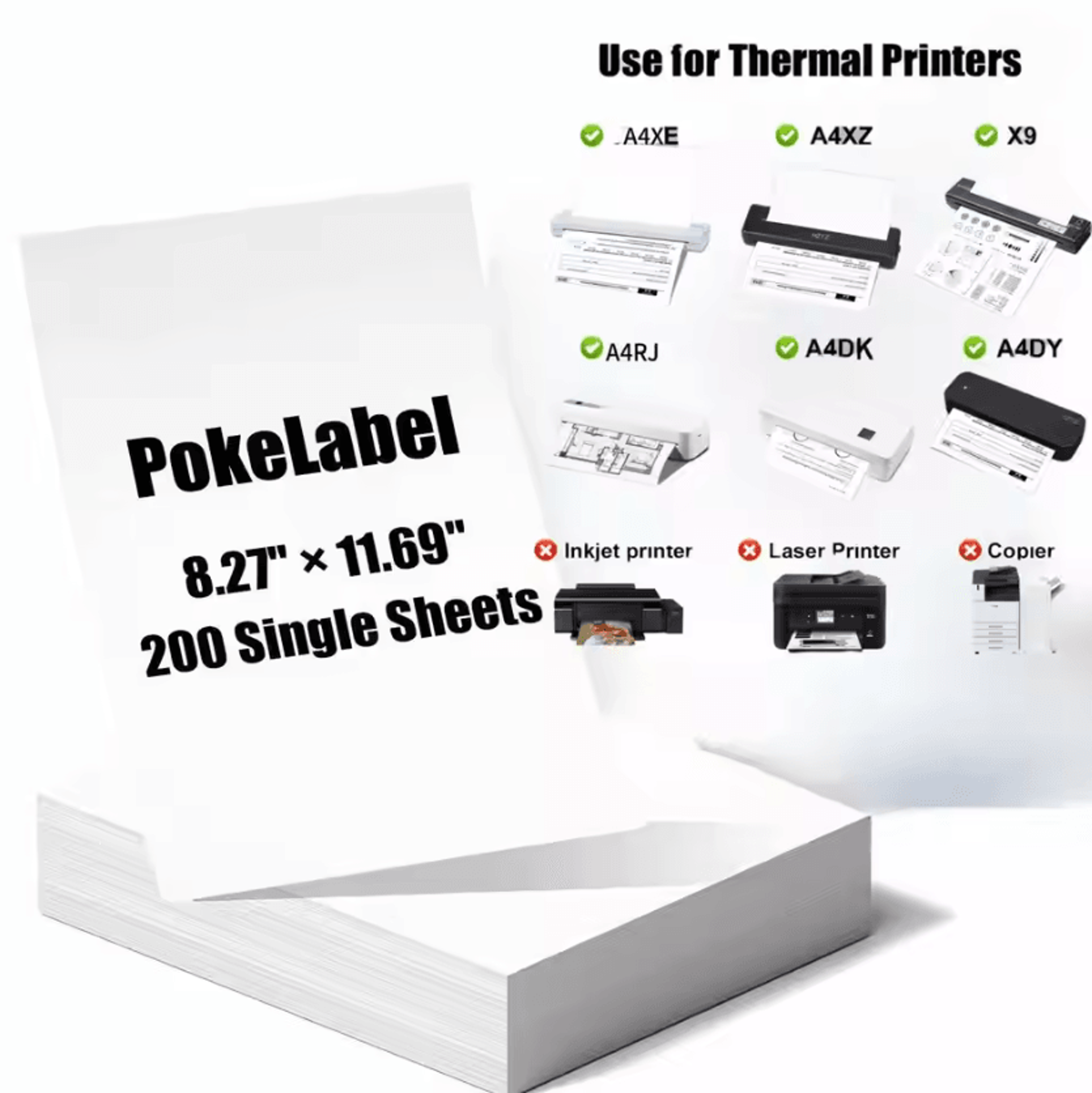 200 Sheets A4 Thermal Printing Paper Fast Drying Inkless Printer Paper For HZTZ Portable Printers 5