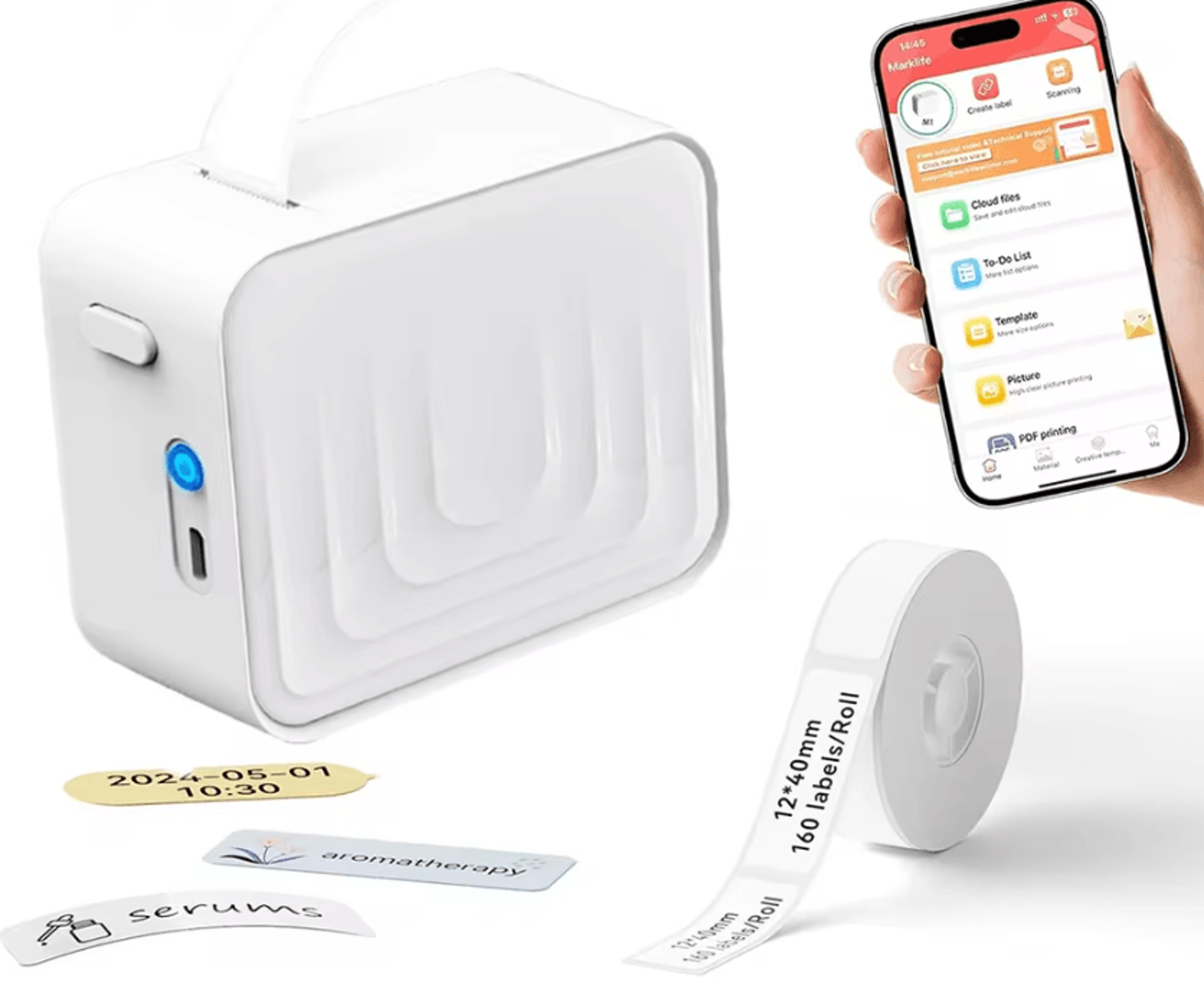 marklife m1 mini bluetooth thermal label printer portable inkless sticker maker for office kitchen and retail tags
