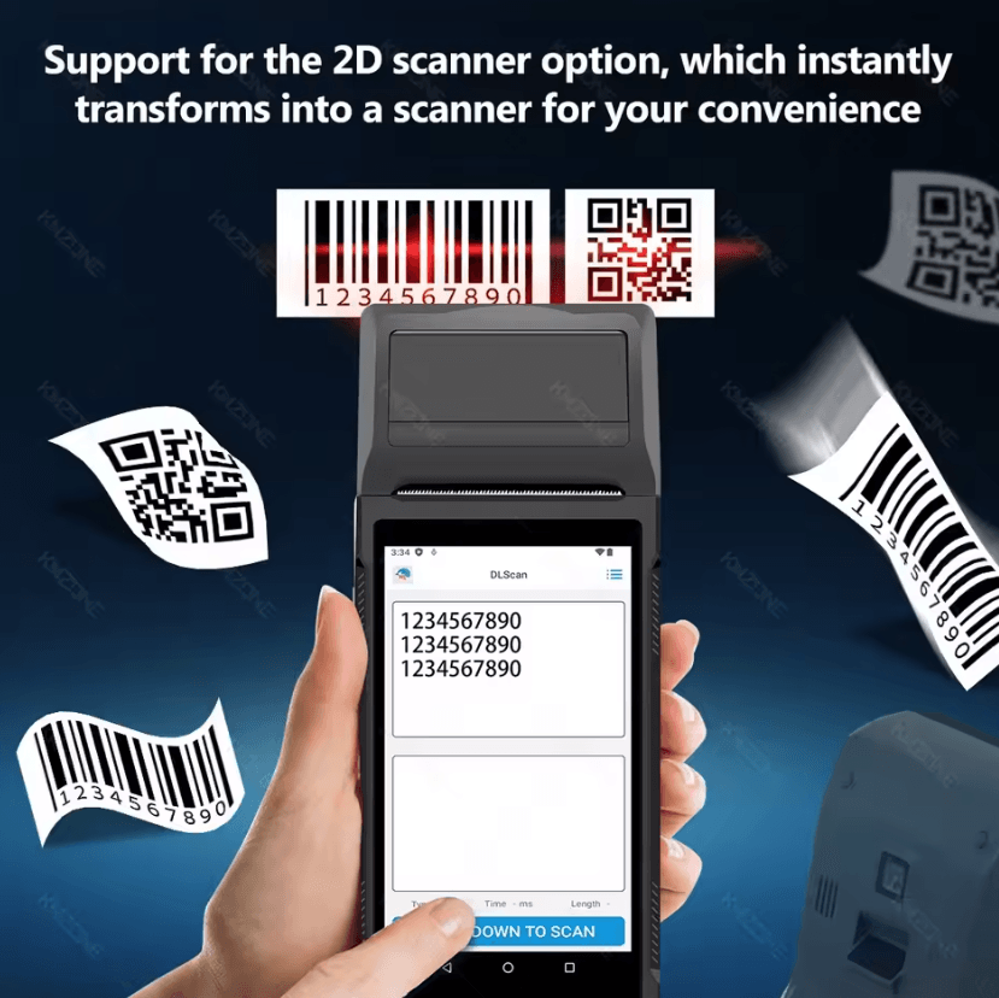 Android Handheld POS Terminal With 2D Barcode Scanner NFC And 58mm Thermal Receipt Printer 2