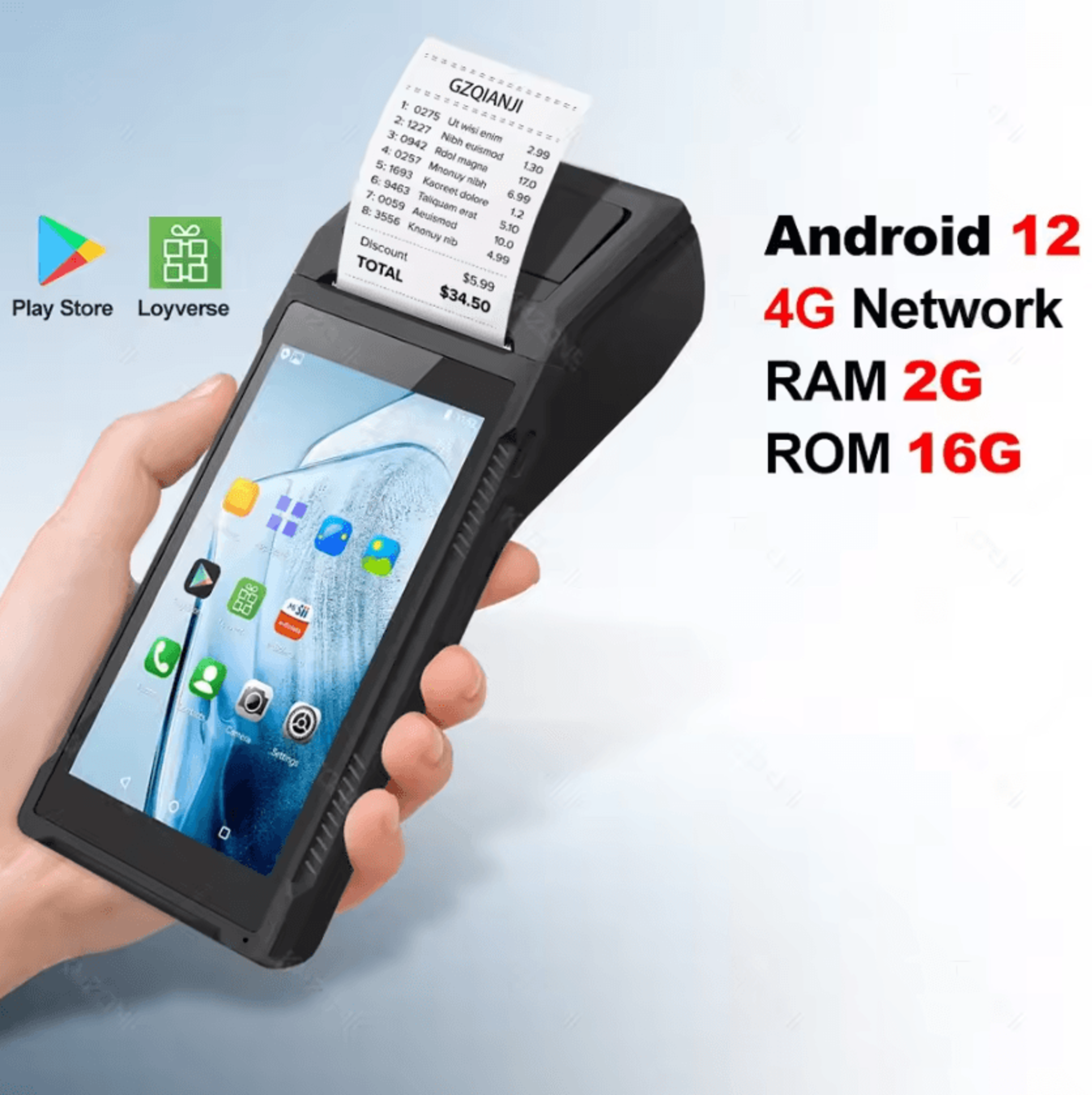 Android Handheld POS Terminal With 2D Barcode Scanner NFC And 58mm Thermal Receipt Printer 6