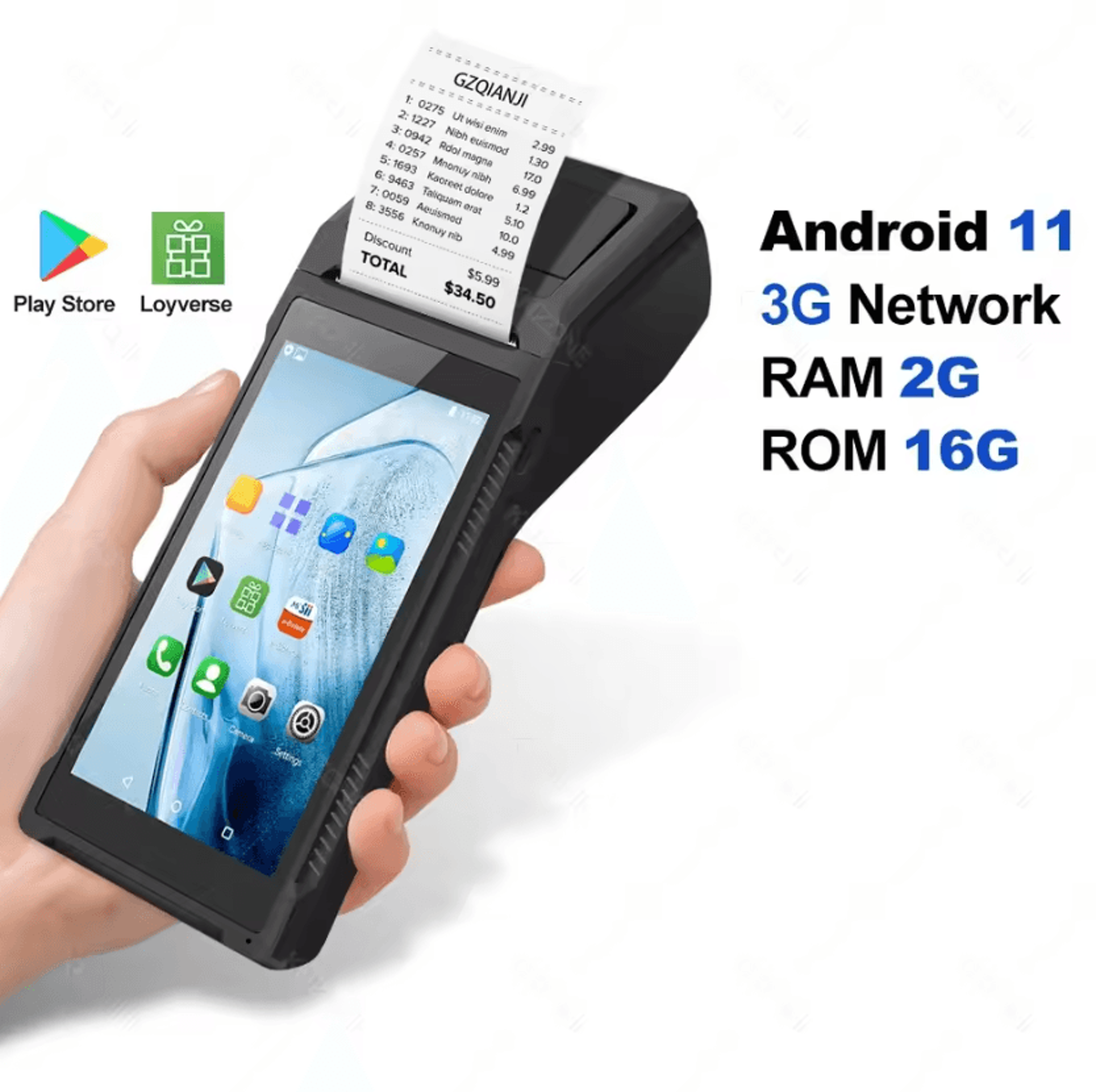 Android Handheld POS Terminal With 2D Barcode Scanner NFC And 58mm Thermal Receipt Printer 4