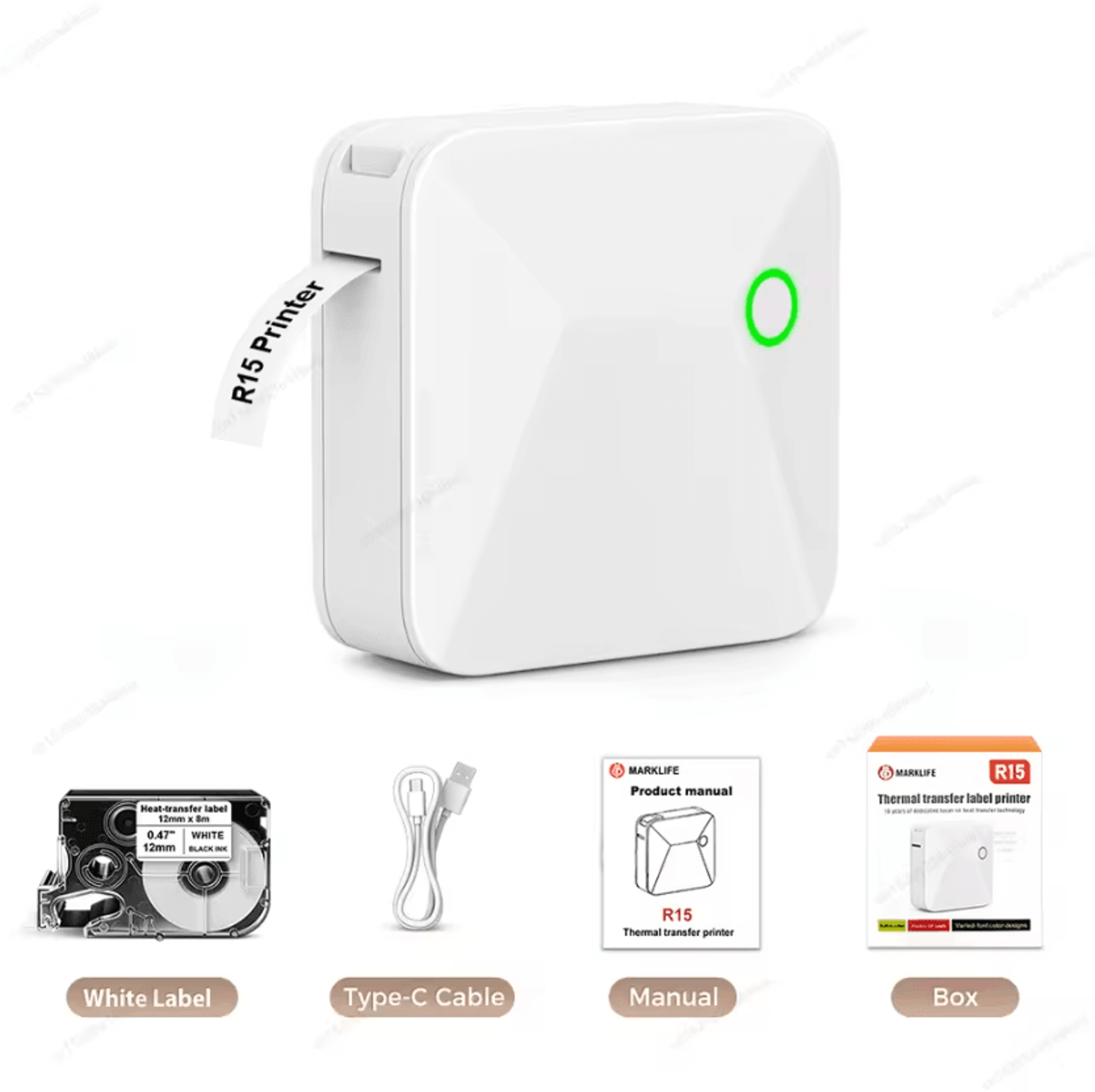 R15 Mini Thermal Transfer Label Maker Satin Ribbon And Fabric Tape Printer For DIY Crafts And Weddi 6