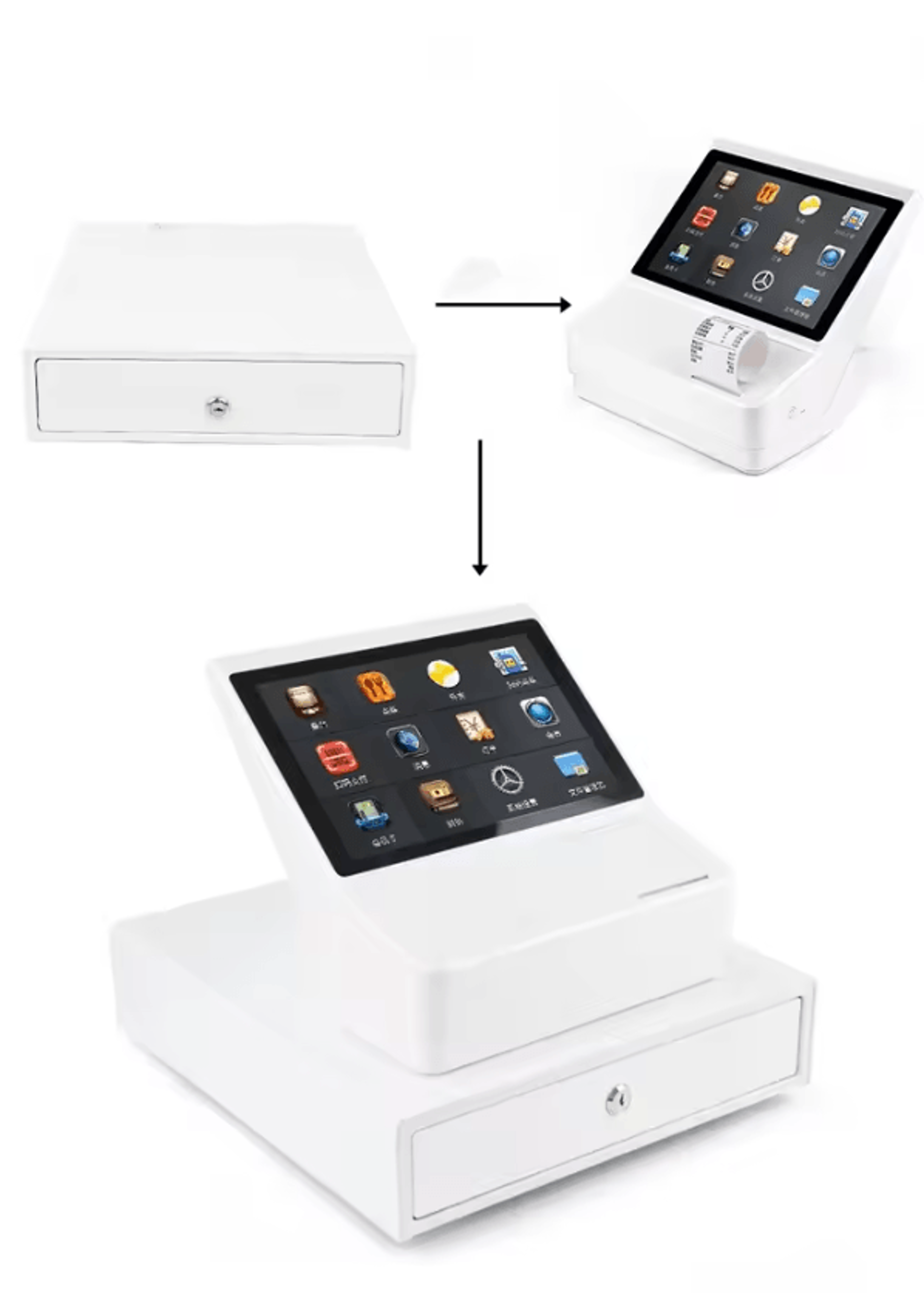 101 Inch Android POS Cash Register System AllinOne Touchscreen Machine With Barcode Scanner And Cas 3