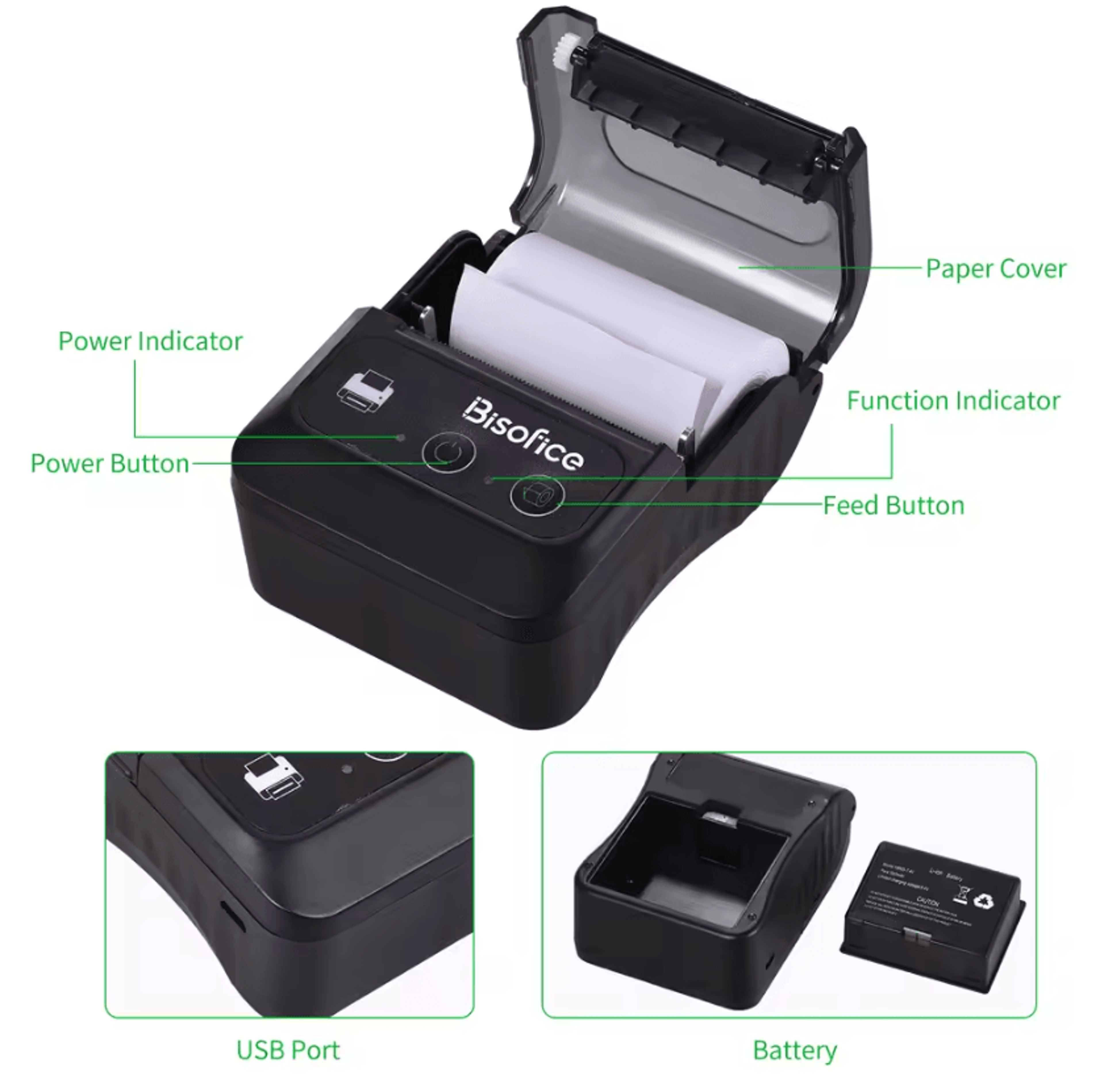 Bisofice 58mm Portable Bluetooth Thermal Printer Wireless 2 Inch Label Maker For Retail And Shippin 4