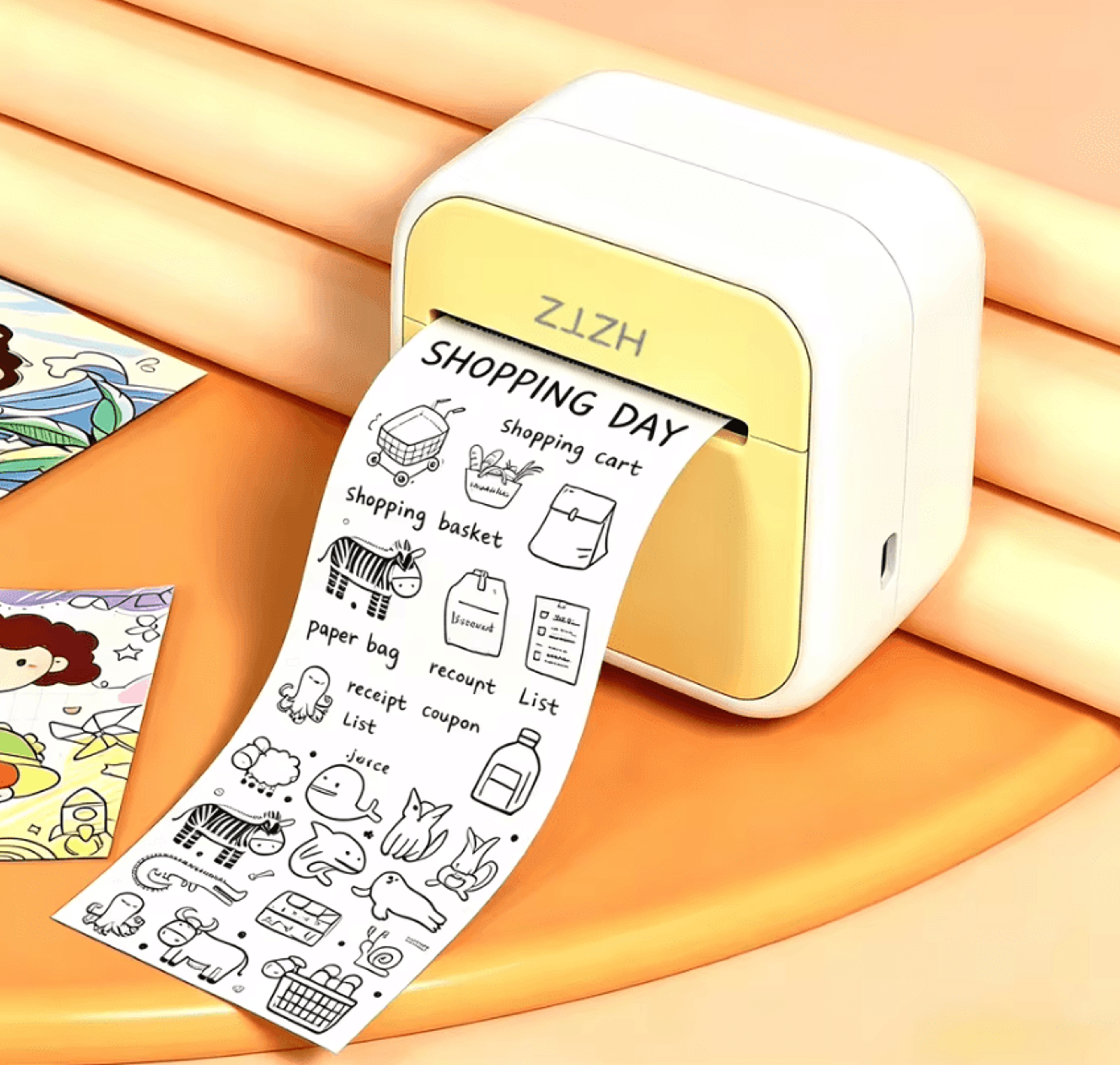 Mini Wireless Thermal Photo Printer Portable Inkless Pocket Printer With 12 Paper Rolls And USB Int 1