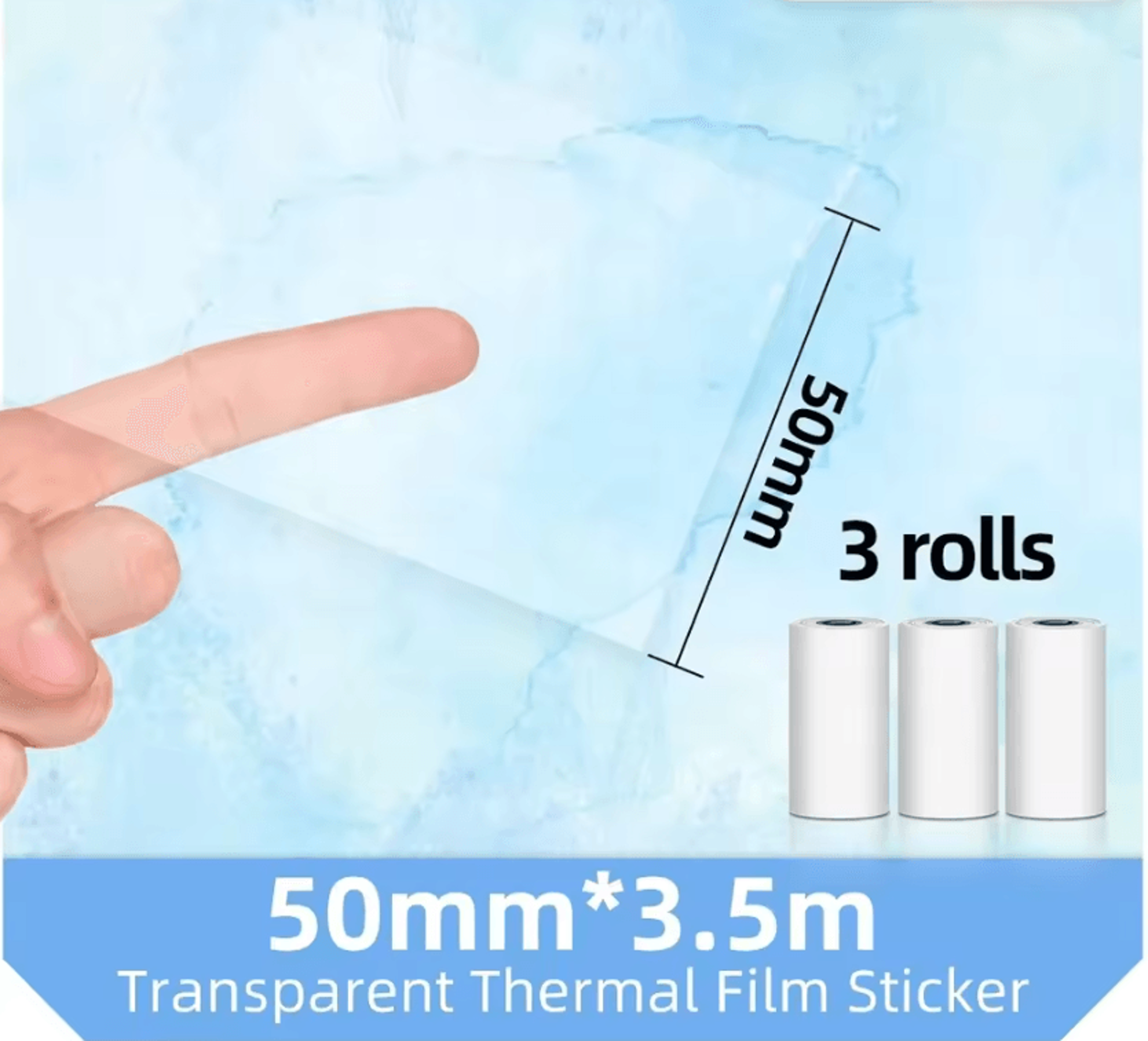 Phomemo 3 Rolls Transparent Thermal Sticker Paper 50mm X 35m BPAFree Adhesive Labels For M02 M03AS  6