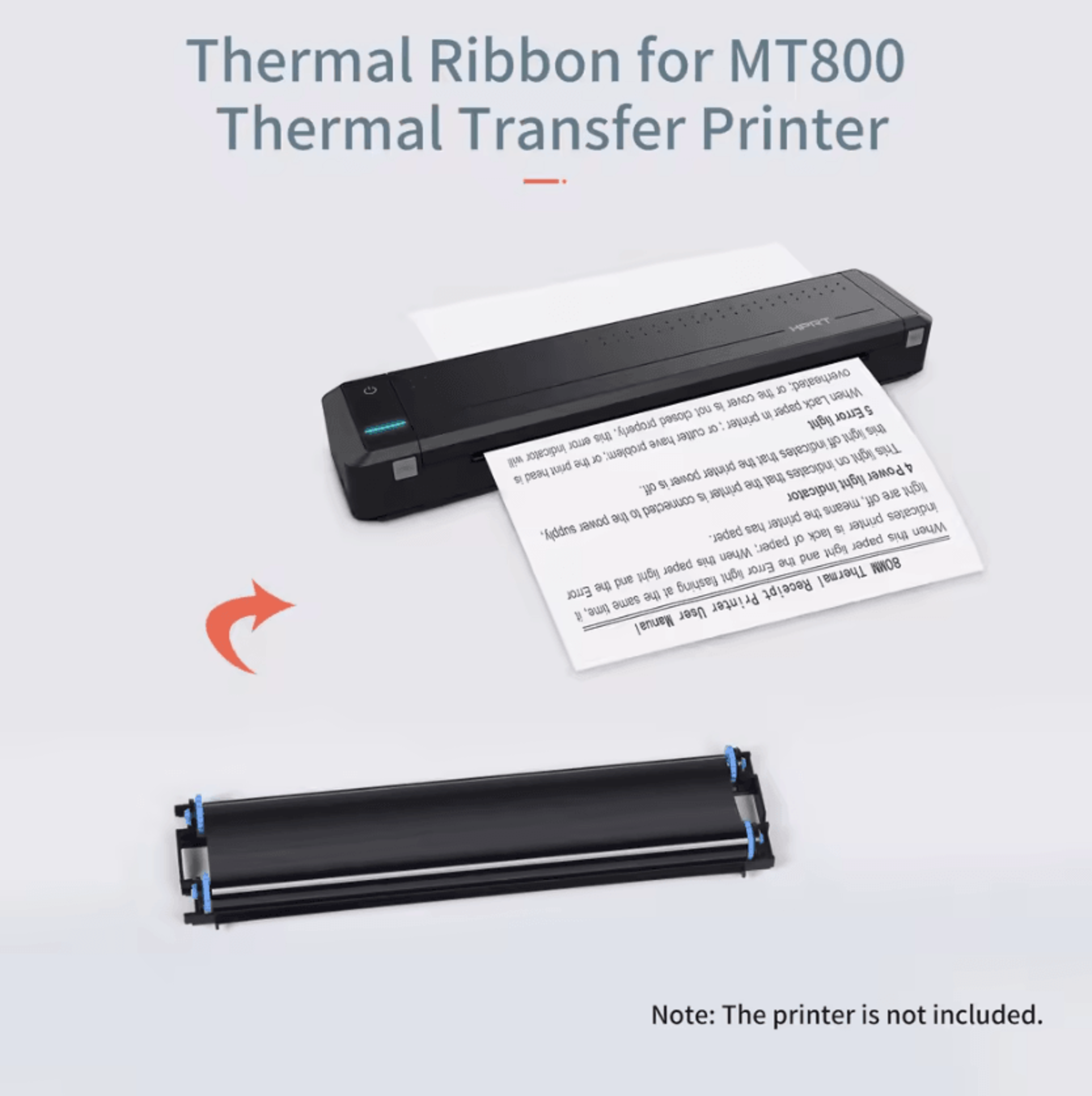 hprt mt800 thermal transfer ribbon 2-roll rfid replacement cartridge set for portable a4 printers