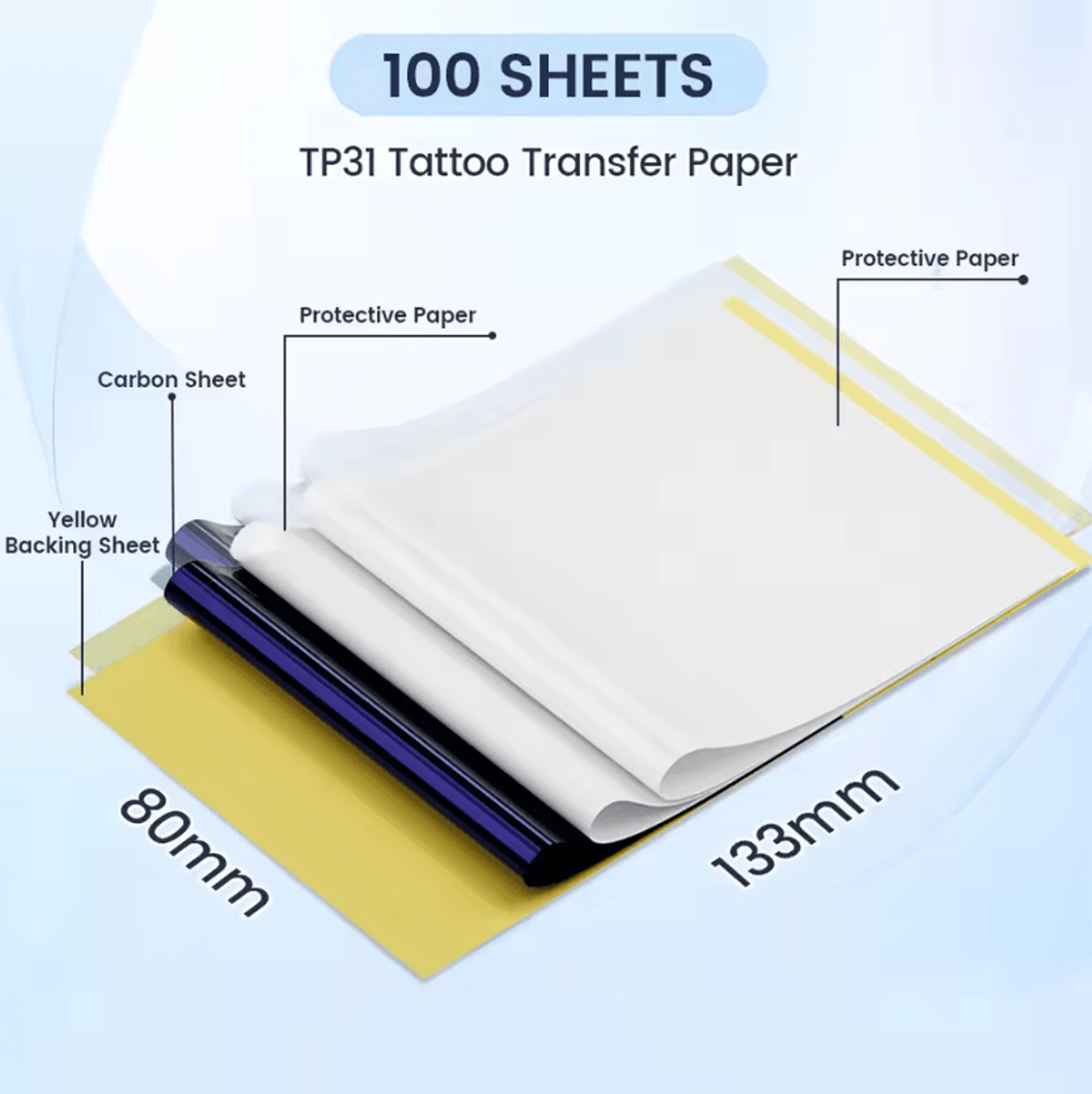 TP31 Tattoo Stencil Transfer Paper 80x133mm 100 Sheets Thermal Printer Paper For Tattoo Artists And 1