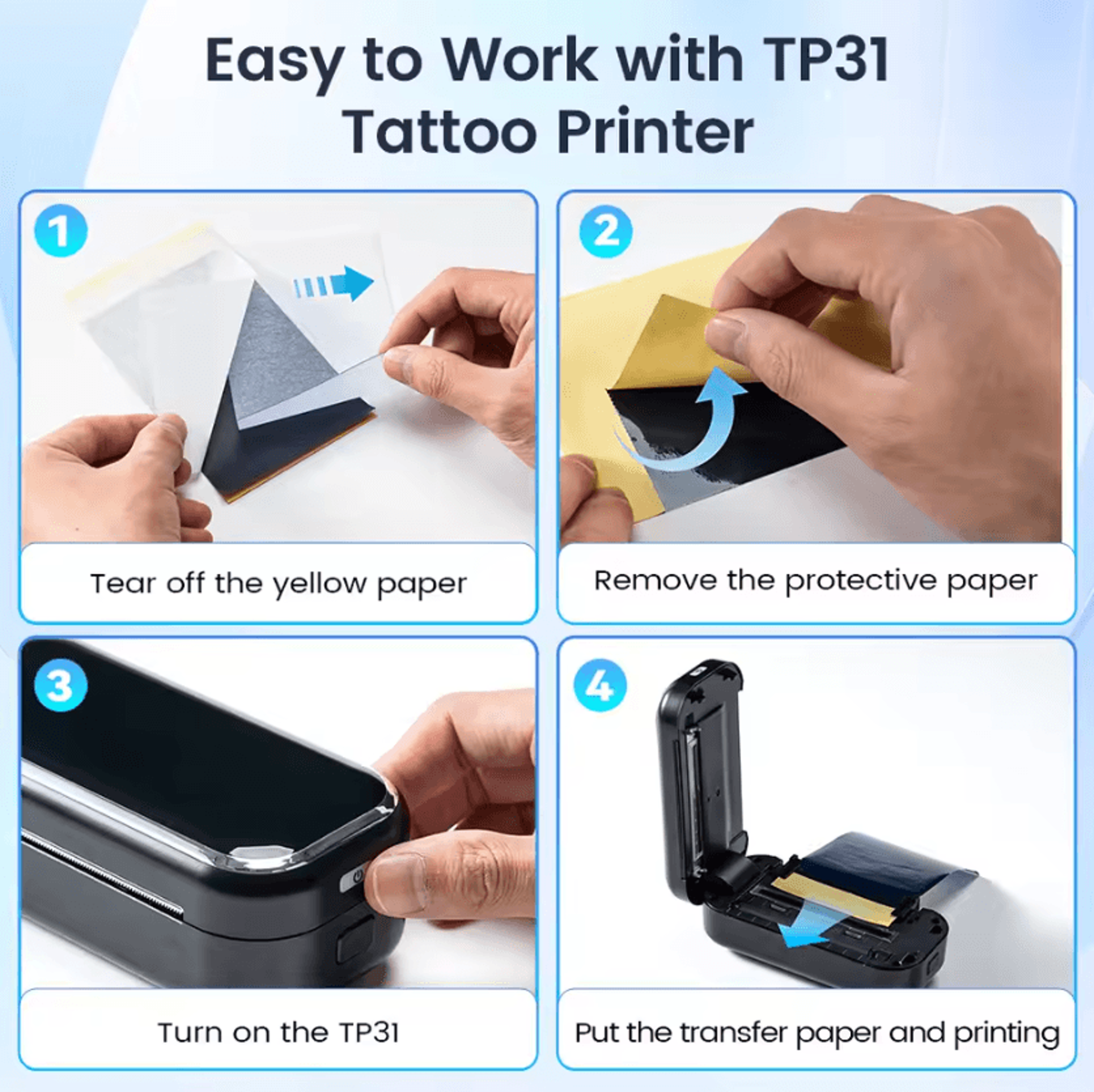 TP31 Tattoo Stencil Transfer Paper 80x133mm 100 Sheets Thermal Printer Paper For Tattoo Artists And 2