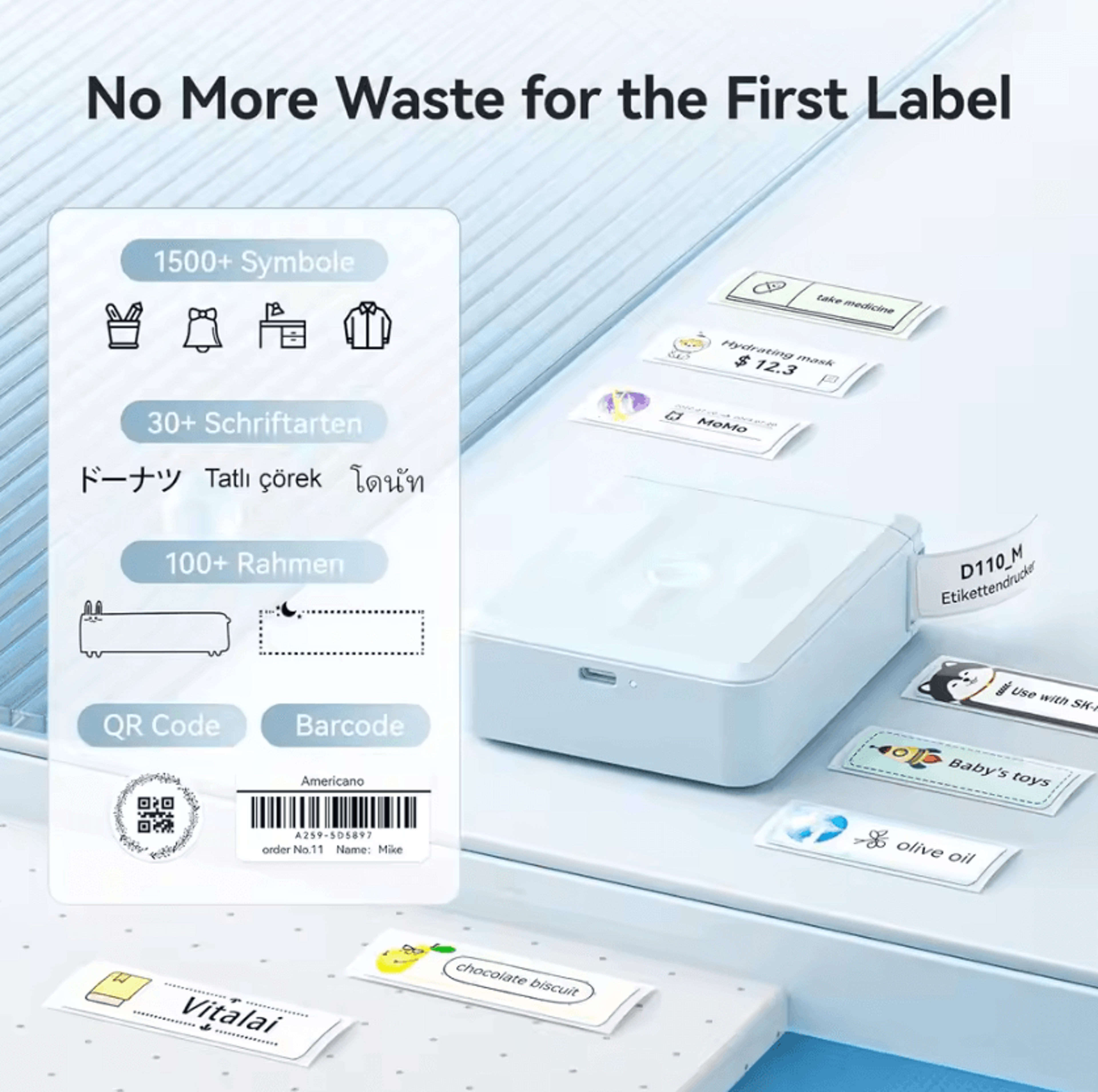 NIIMBOT D110M Mini Bluetooth Label Printer Portable Inkless Barcode And Adhesive Sticker Maker For  2