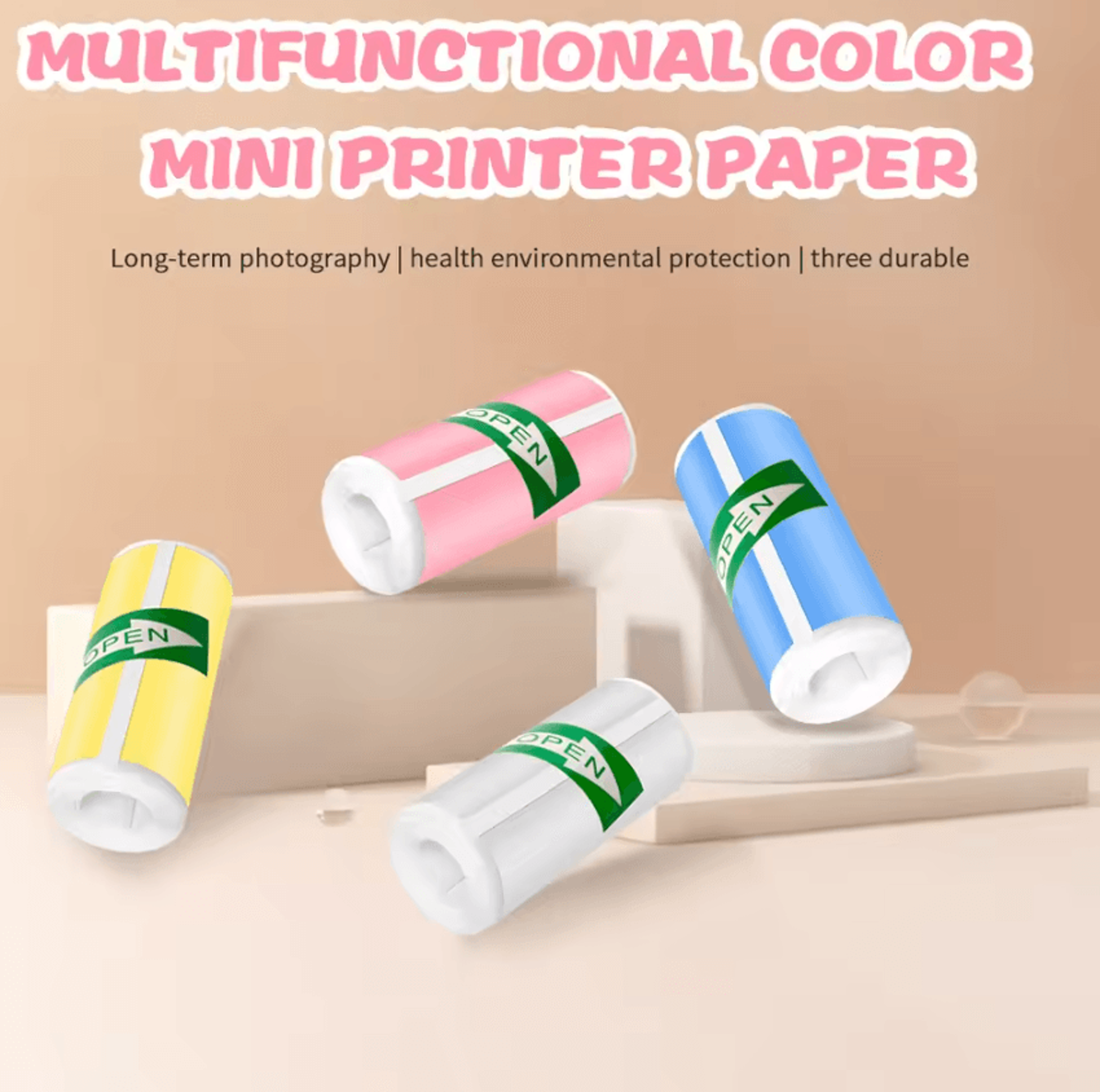 57x25mm Mini Thermal Sticker Paper SelfAdhesive Color Paper Roll For Pocket Photo Printers And DIY  1