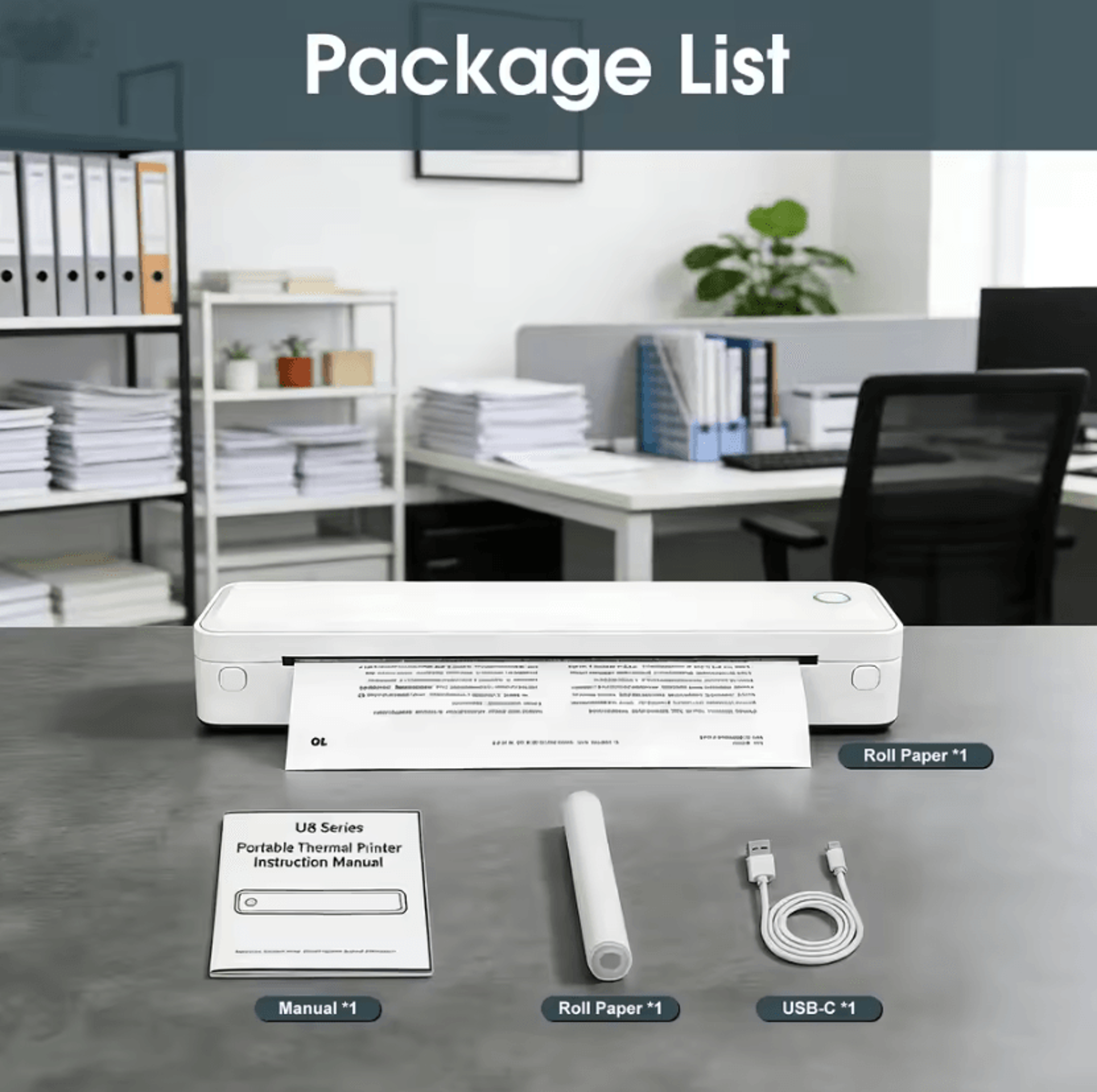 A4 Portable Bluetooth Thermal Printer 203DPI Rechargeable Inkless Wireless Document Printer For Bus 3