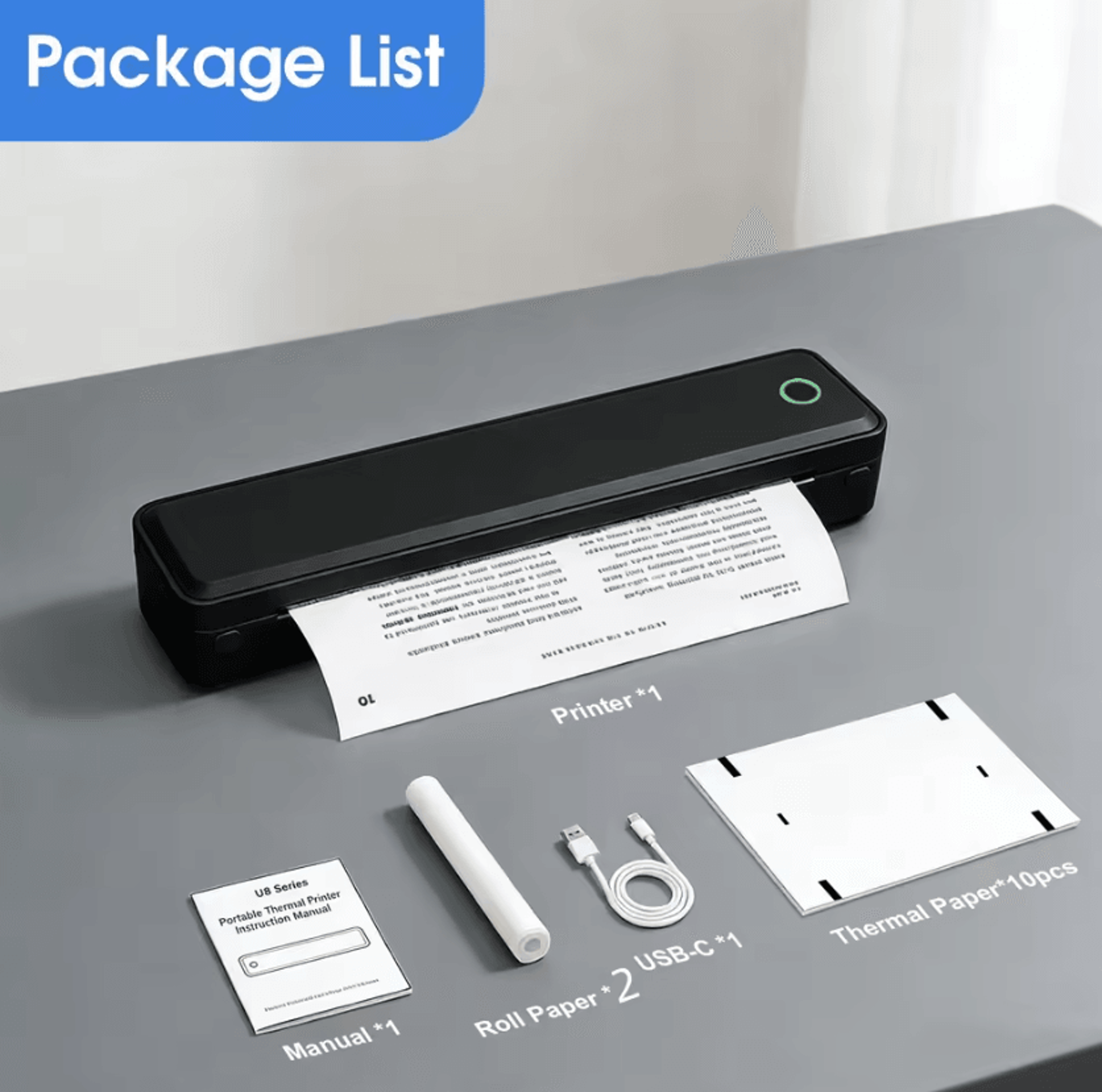 A4 Portable Bluetooth Thermal Printer 203DPI Rechargeable Inkless Wireless Document Printer For Bus 5