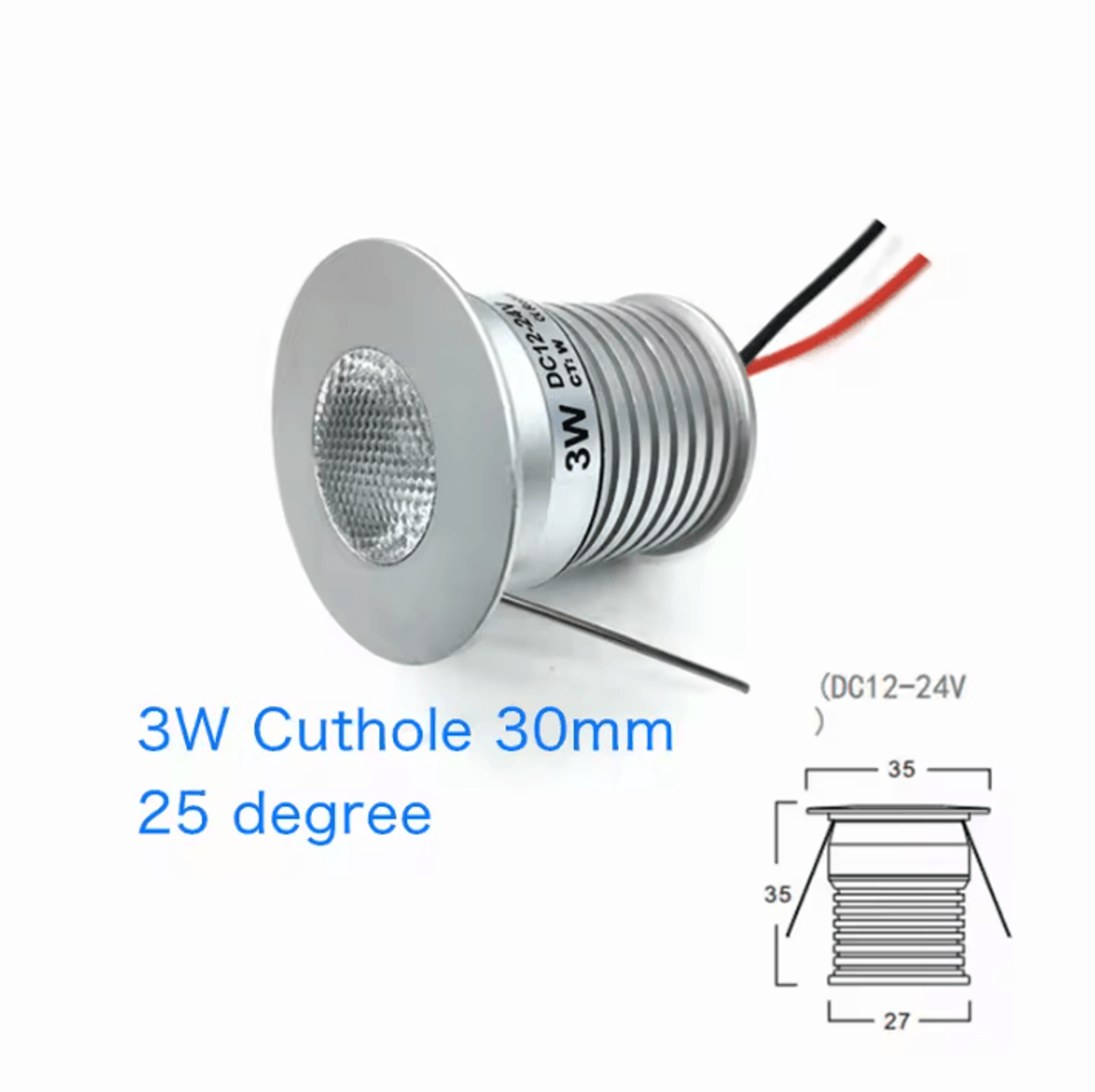 1W 3W Mini LED Recessed Downlight 12V Dimmable Aluminum Spotlight For Ceiling Bedroom And Cabinet L 7