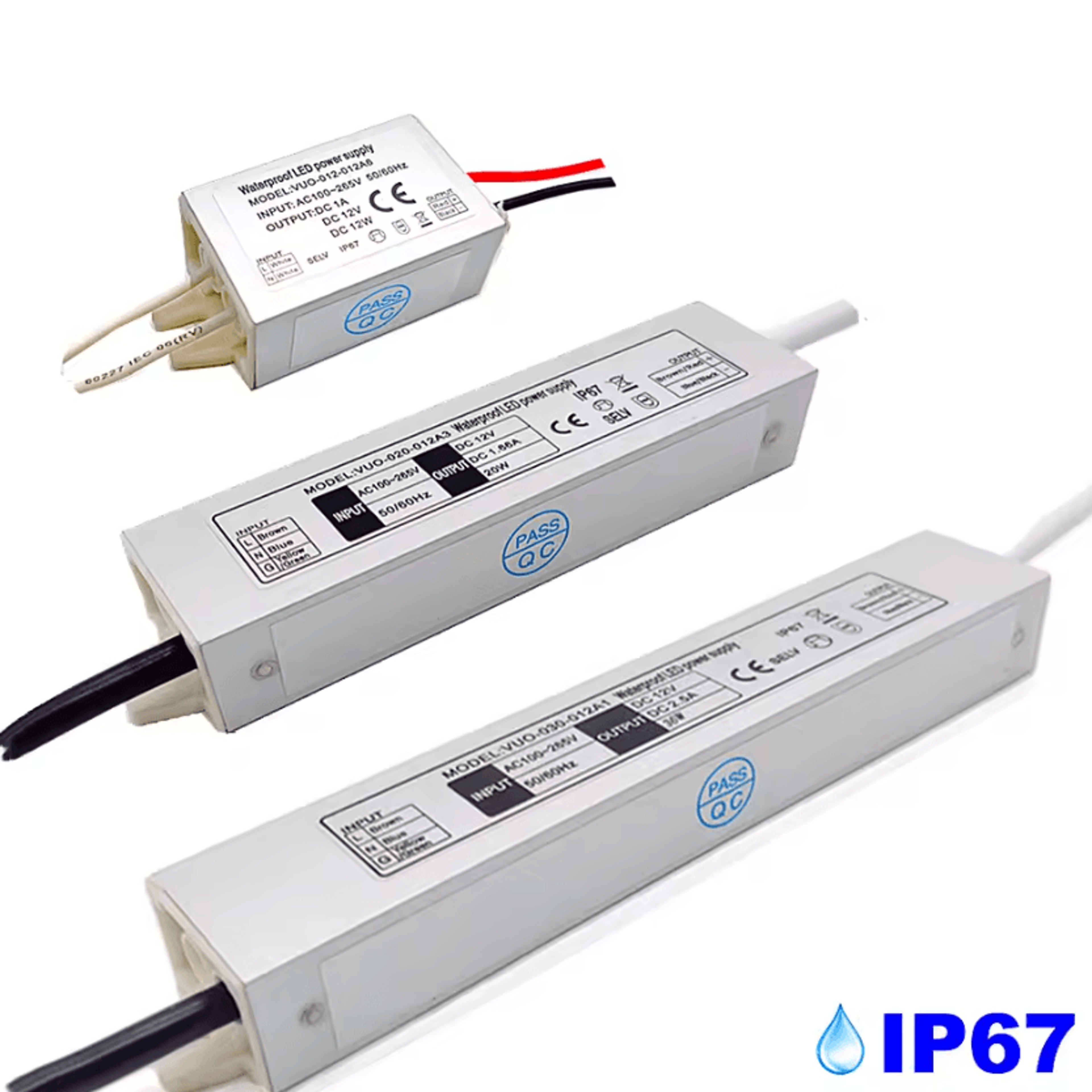 ip67 waterproof led driver 12w 20w 36w ac100-265v to dc12v power supply transformer for led lighting