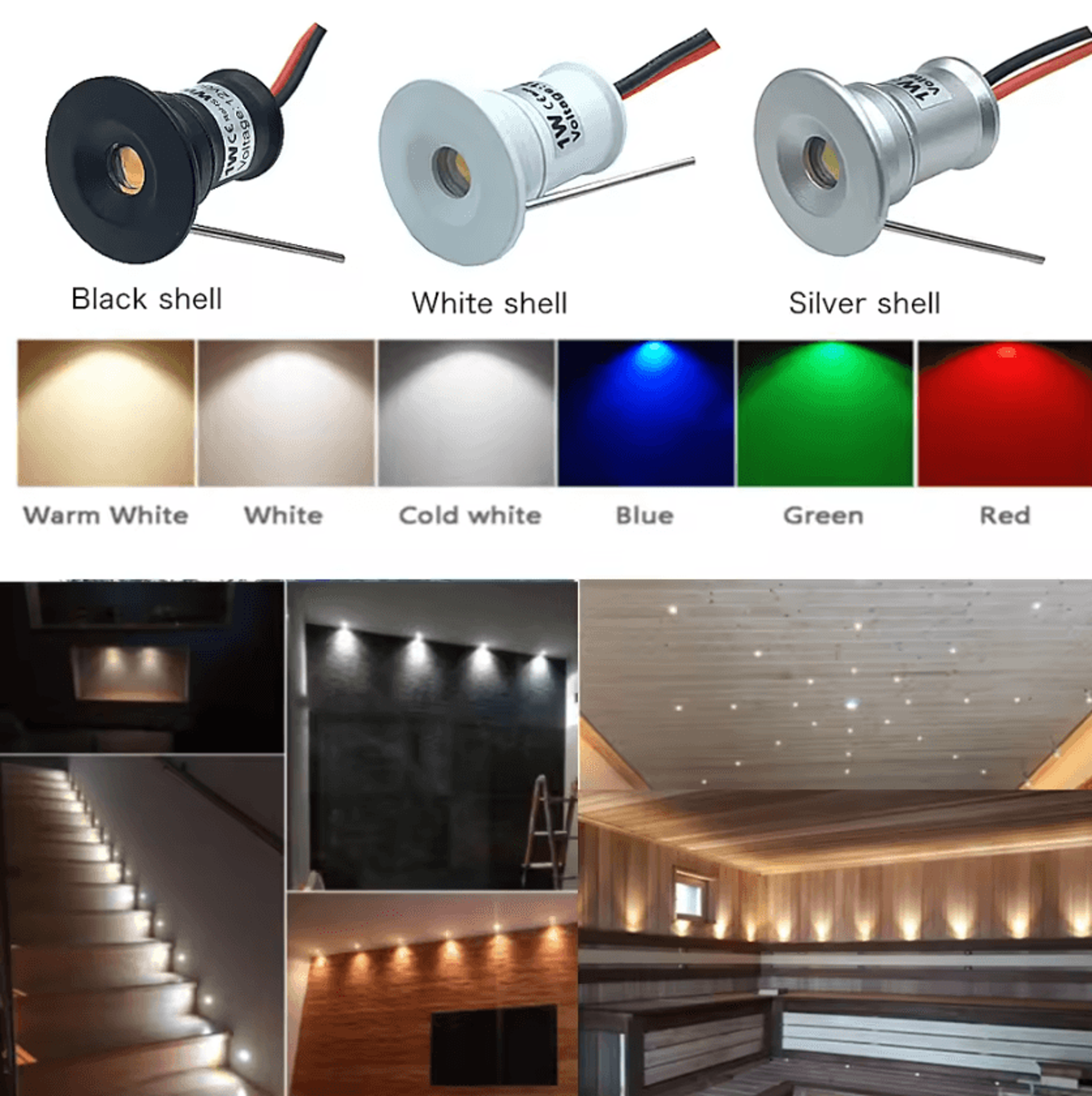 20Pcs 1W Mini LED Recessed Spotlights Dimmable 3V 12V 24V Downlights For Kitchen Cabinets Stairs An 5