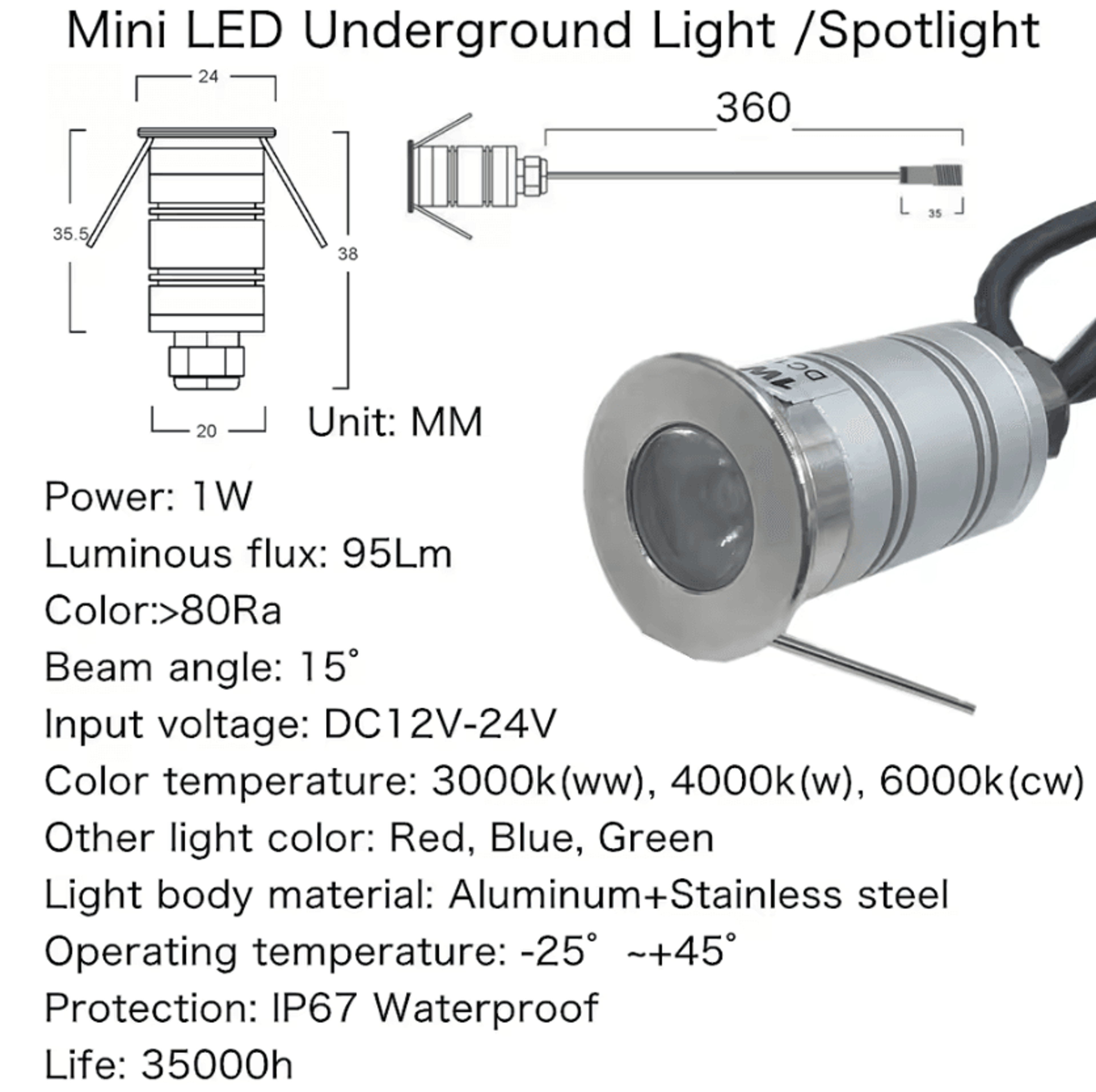 1W Outdoor LED Ground Spotlight 12V 24V Mini Recessed Landscape Light For Garden Pathways And Yard  2